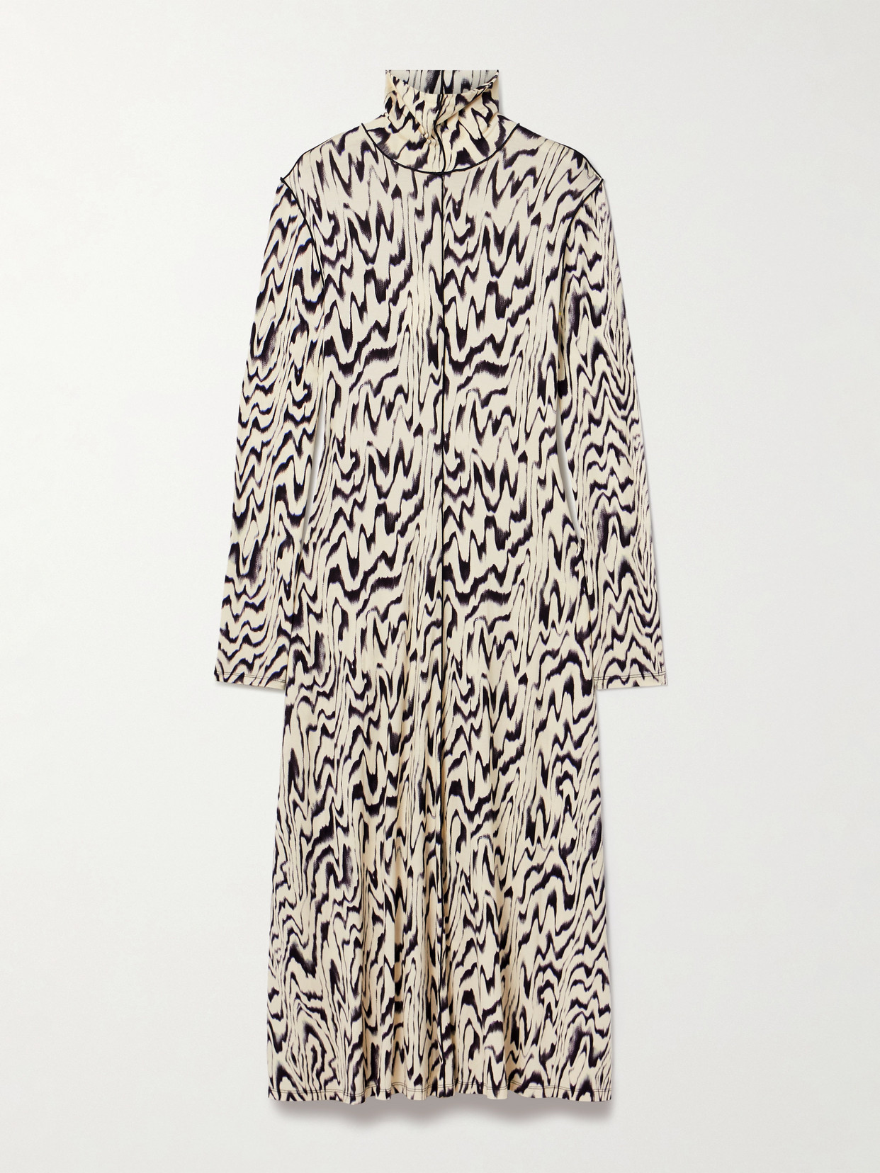 PROENZA SCHOULER WHITE LABEL MARION PRINTED JERSEY TURTLENECK MIDI DRESS