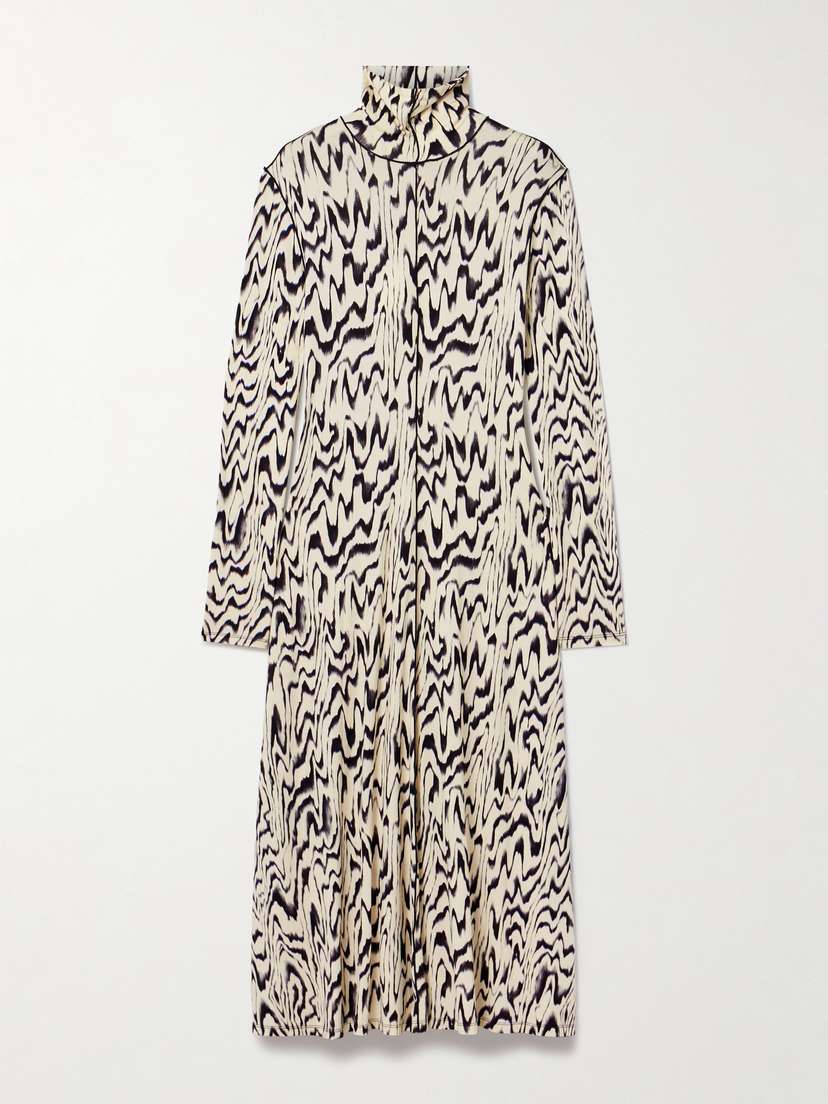 Proenza Schouler White Label Marion Printed Jersey Turtleneck Midi Dress