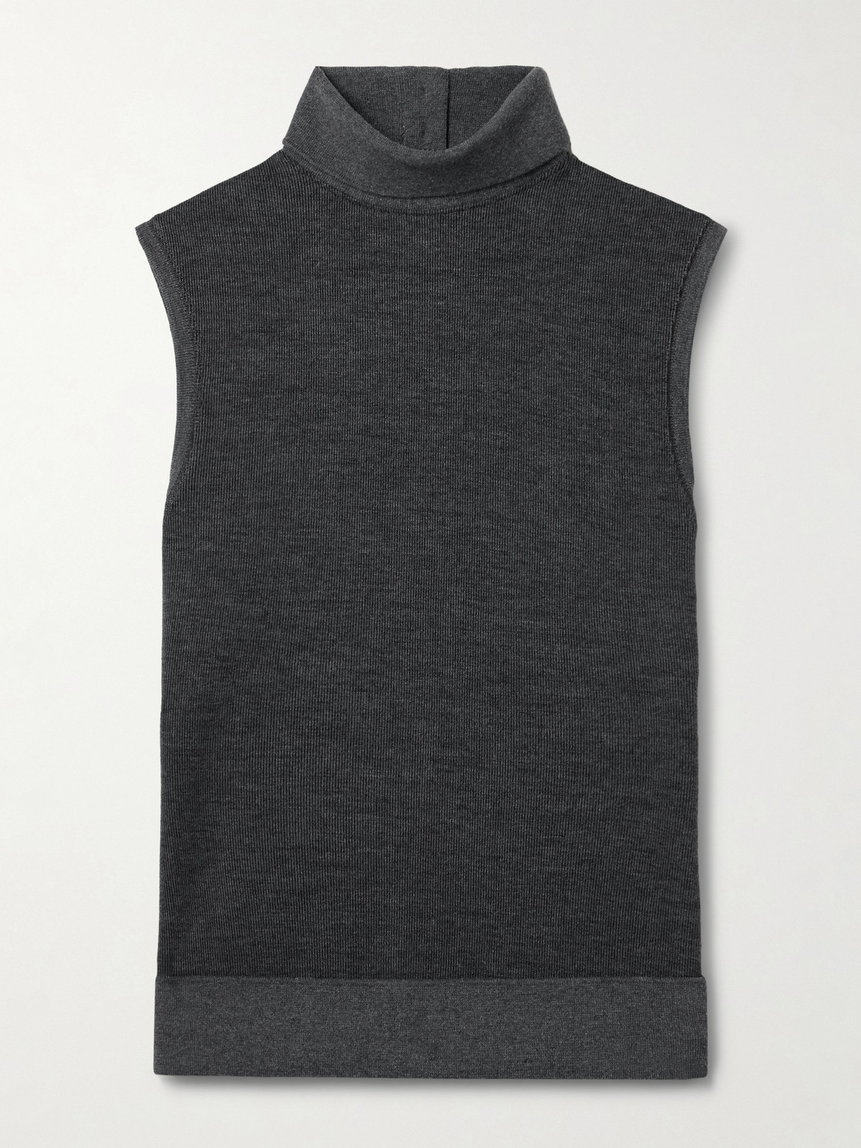 Proenza Schouler White Label Sandrine Ribbed Cotton-blend Turtleneck Tank In Gray