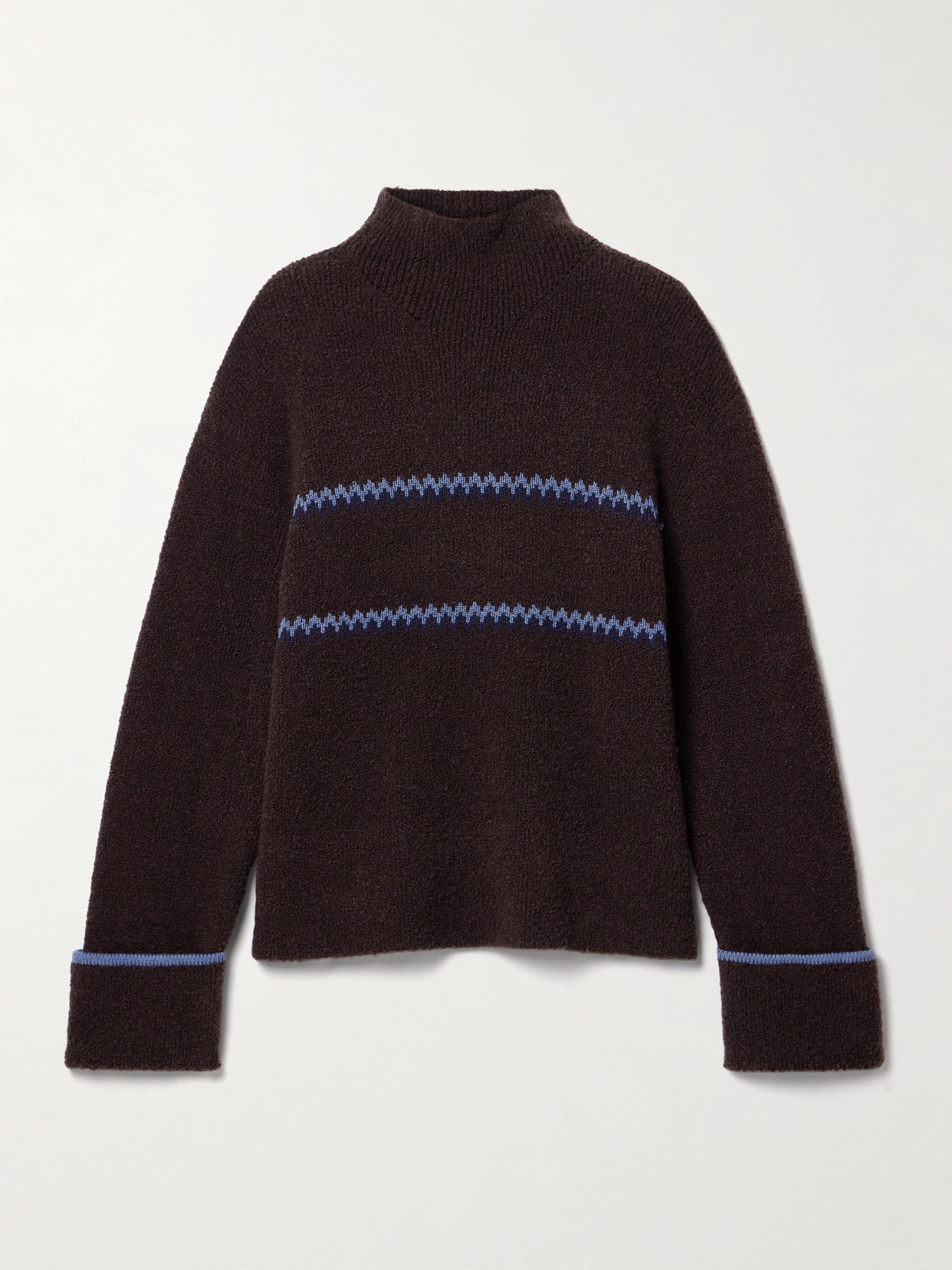 PROENZA SCHOULER WHITE LABEL ANNE FAIR ISLE MERINO WOOL-BLEND BOUCLÉ TURTLENECK SWEATER
