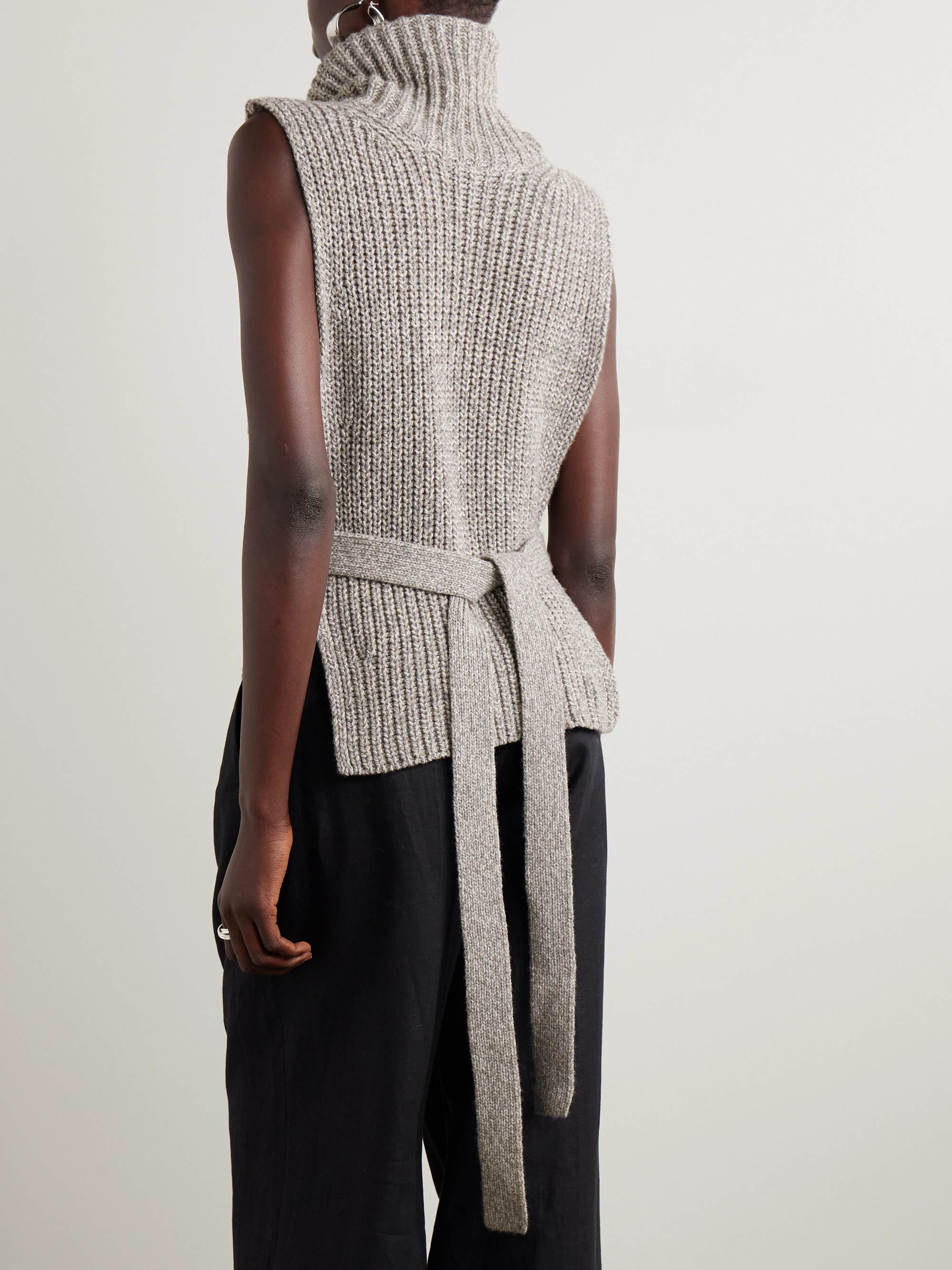 Proenza Schouler White Label Ember tie-detailed ribbed wool turtleneck vest thumbnail