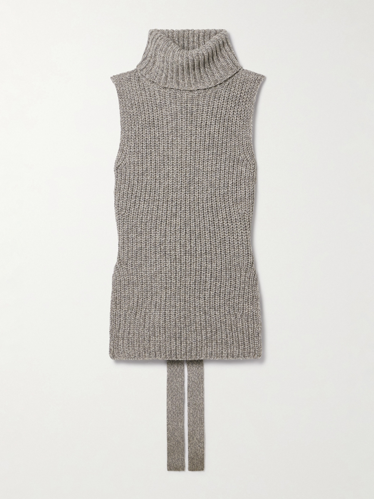 Proenza Schouler White Label Ember Tie-detailed Ribbed Wool Turtleneck Vest In Gray