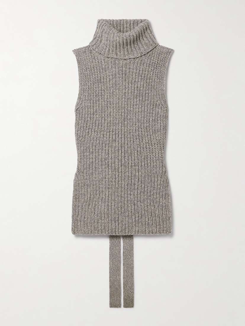 Proenza Schouler White Label Ember Tie-detailed Ribbed Wool Turtleneck Vest