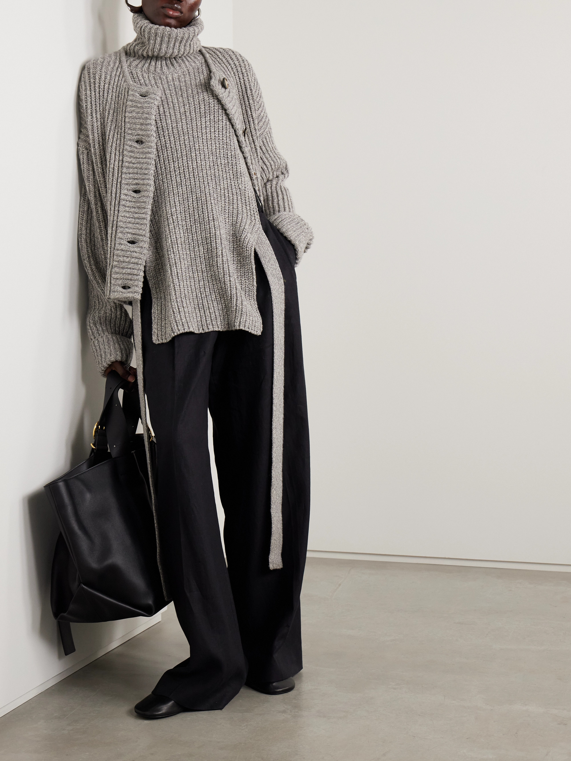 Proenza Schouler White Label Ember tie-detailed ribbed wool turtleneck vest thumbnail