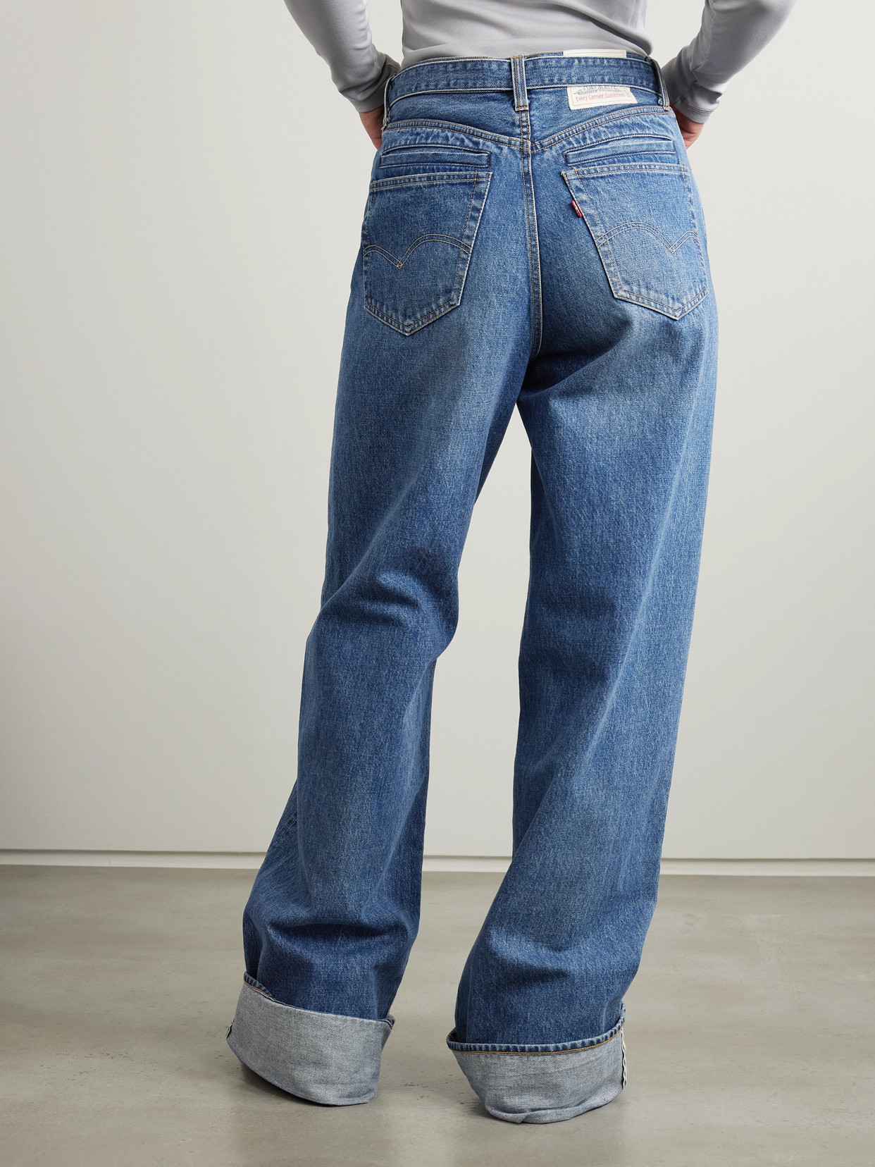 Sacai + Levi's Belted High-rise Wide-leg Jeans