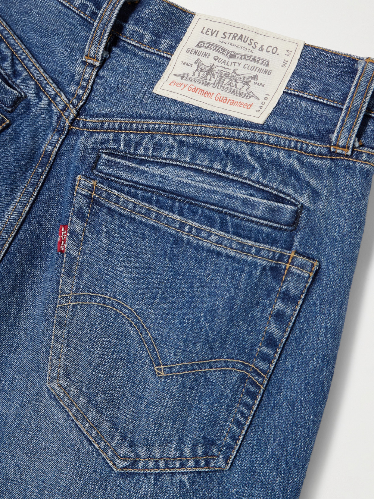 Sacai + Levi's Belted High-rise Wide-leg Jeans