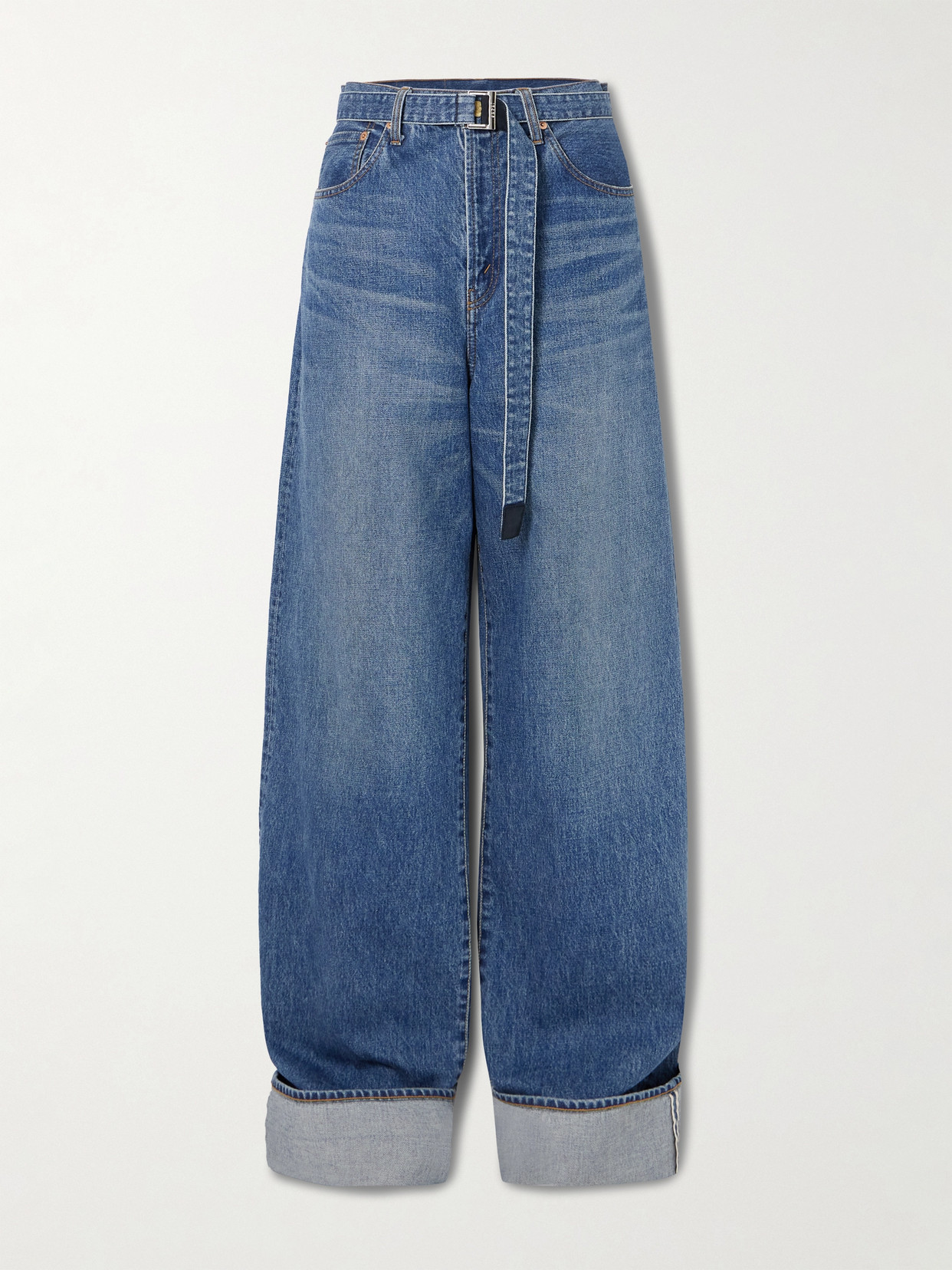 Sacai + Levi's Belted High-rise Wide-leg Jeans