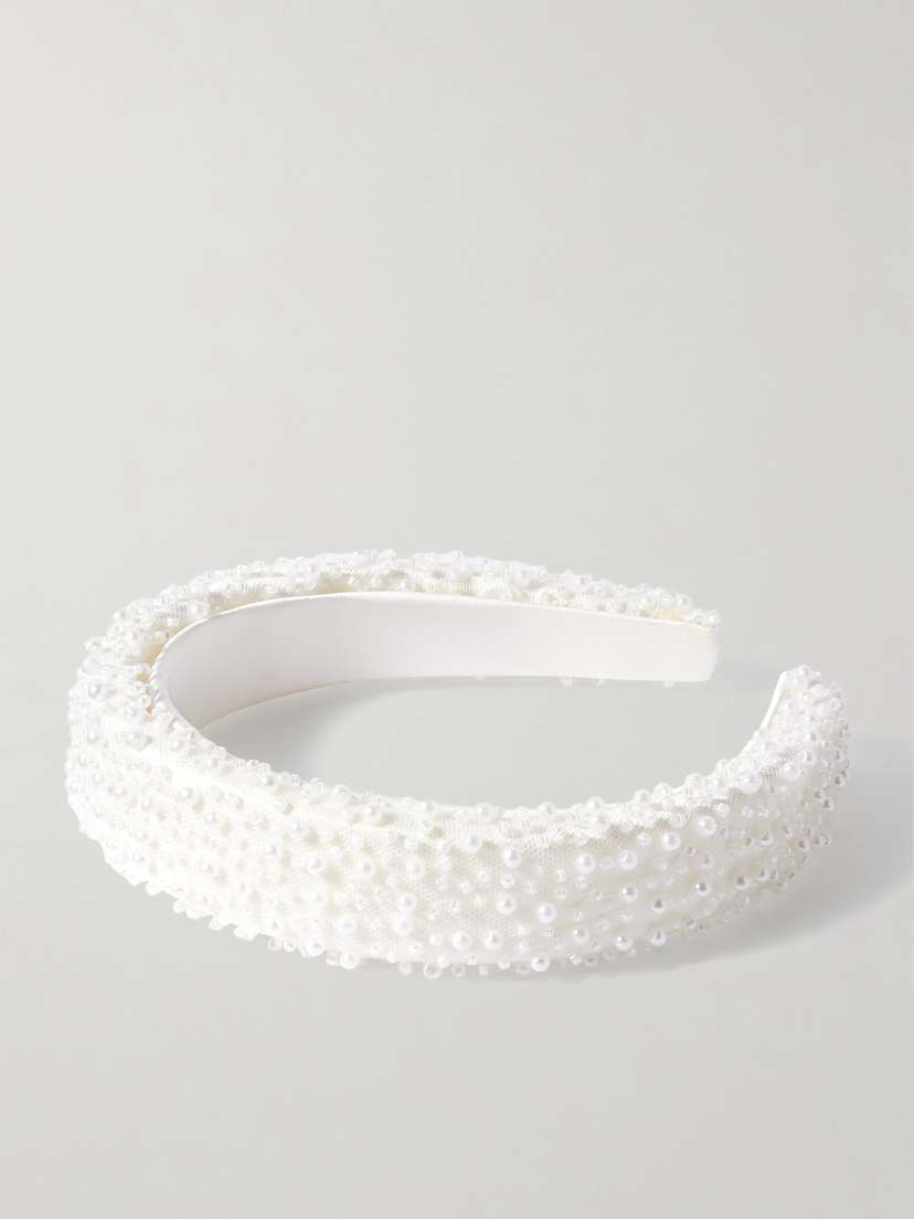 Eugenia Kim Cora Embellished Mesh And Satin Headband