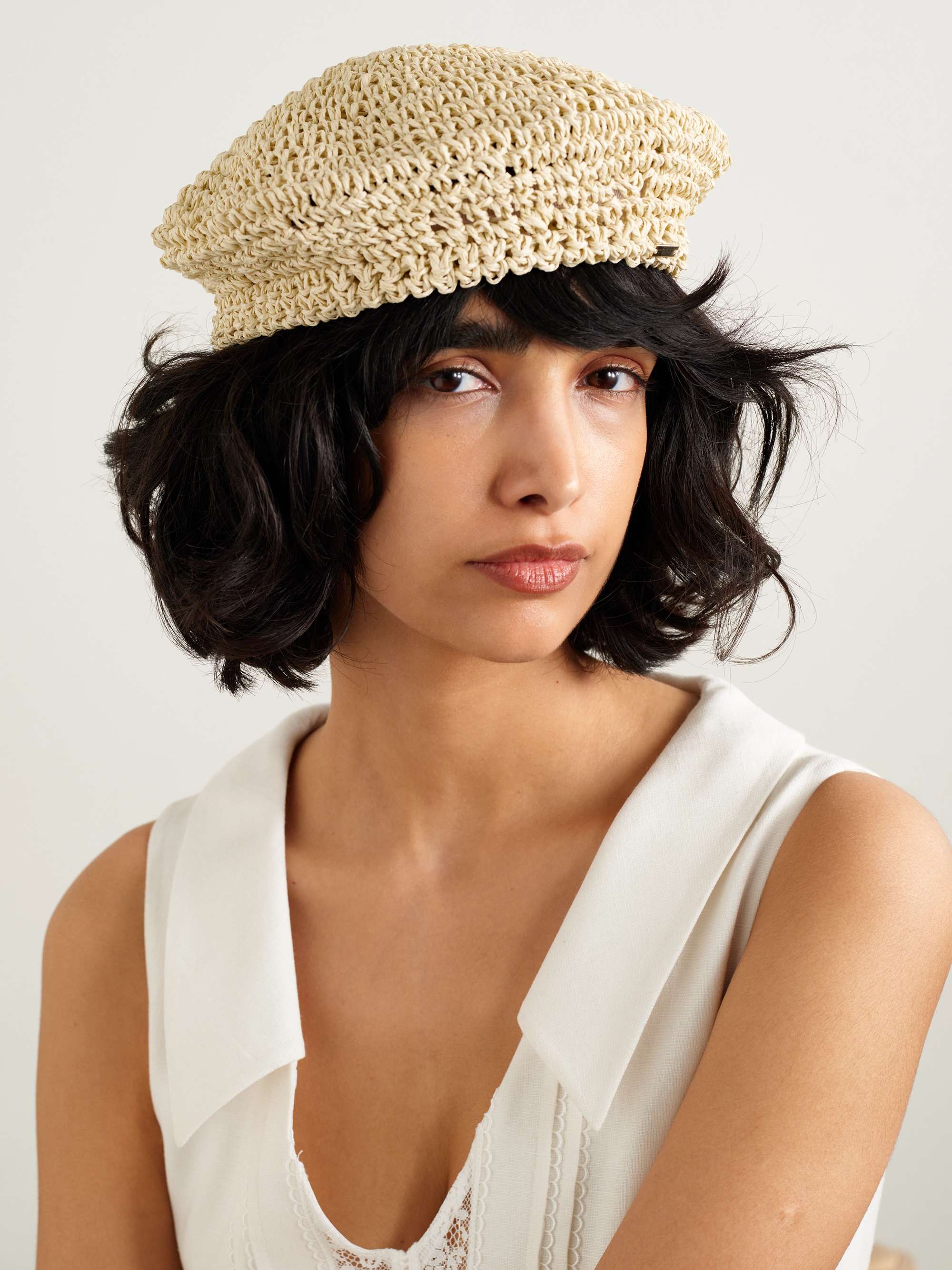 Jackie straw beret - beige - One Size