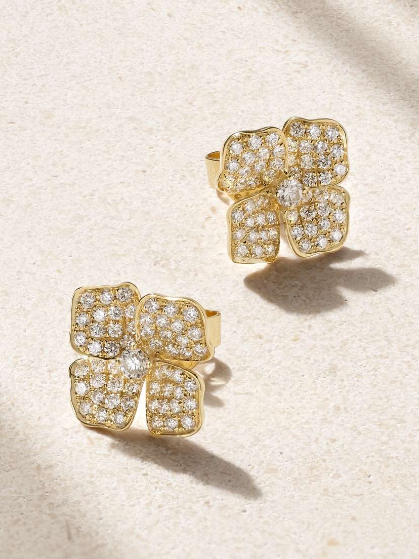 Anita Ko Large Flower 18-karat Gold Diamond Earrings