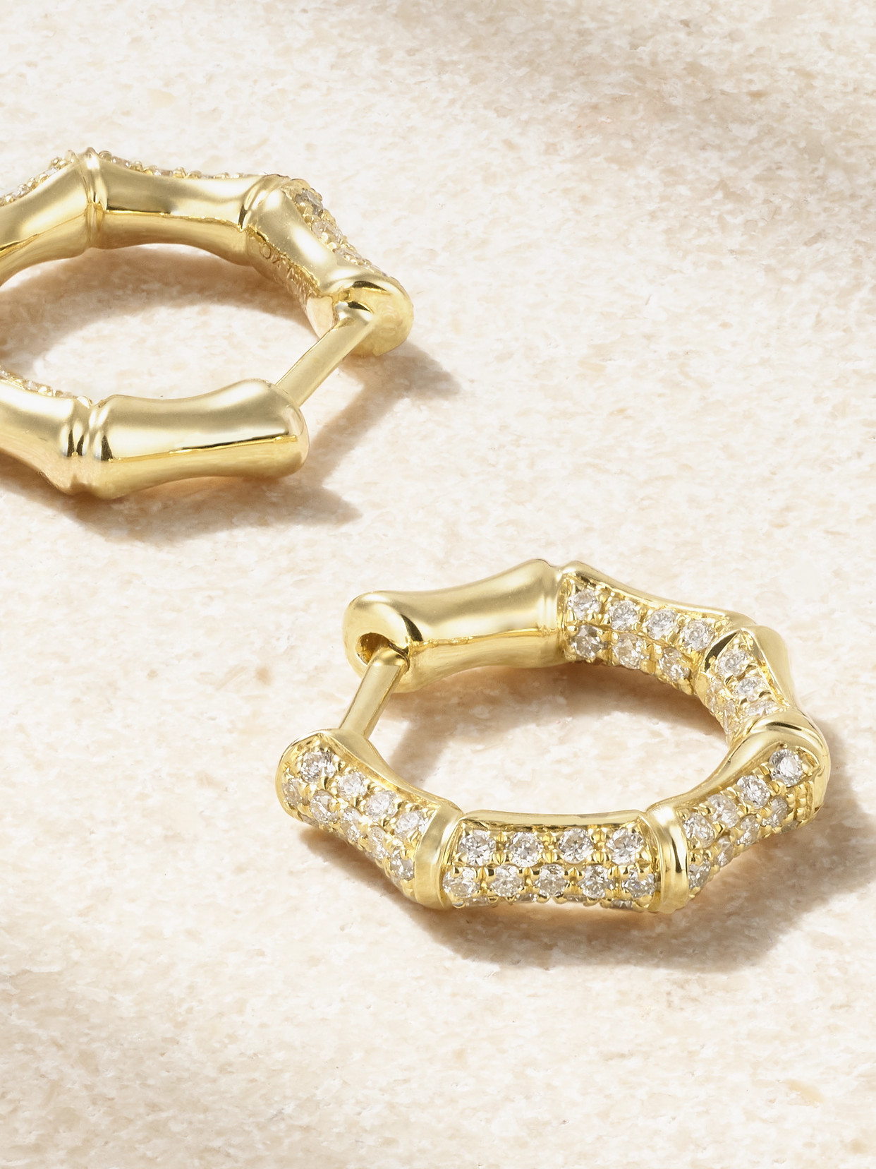 Anita Ko Small Bamboo 18-karat Gold Diamond Hoop Earrings In Gold