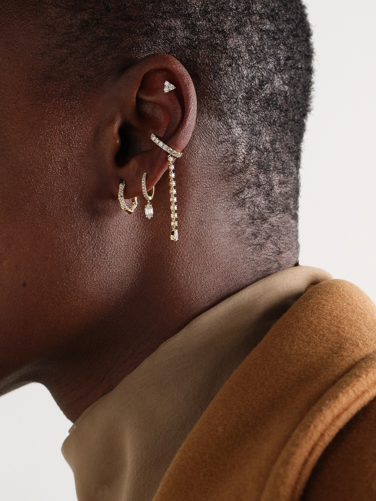 Anita Ko Small Bamboo 18-karat Gold Diamond Hoop Earrings In Gold
