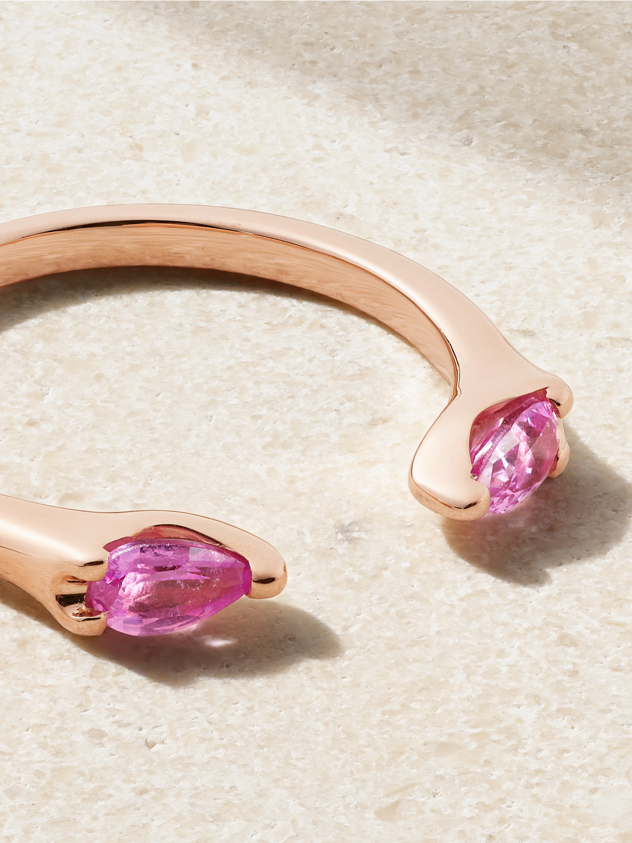 Anita Ko 18k Yellow Gold Pink Sapphire Pear Orbit Ring In Pink