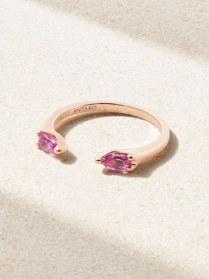 Anita Ko Orbit 18-karat Rose Gold Sapphire Ring
