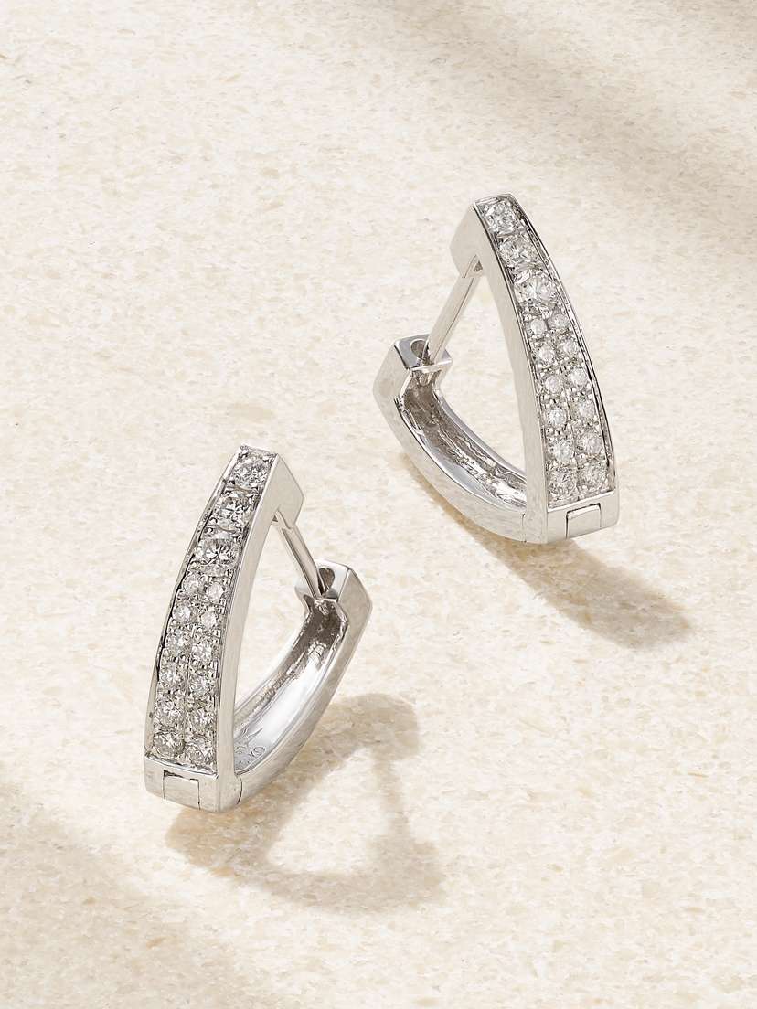 Anita Ko Huggies 18-karat White Gold Diamond Hoop Earrings