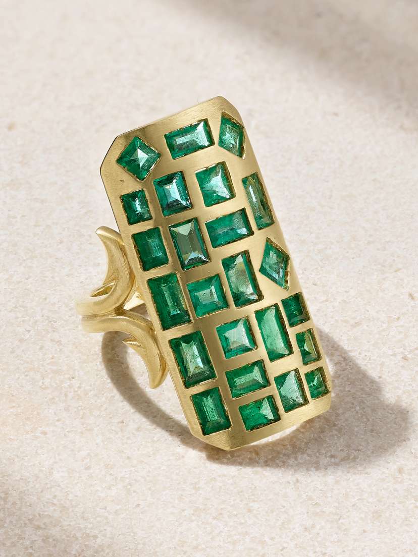 Sylva & Cie Ten Table 18-karat Gold Emerald Ring