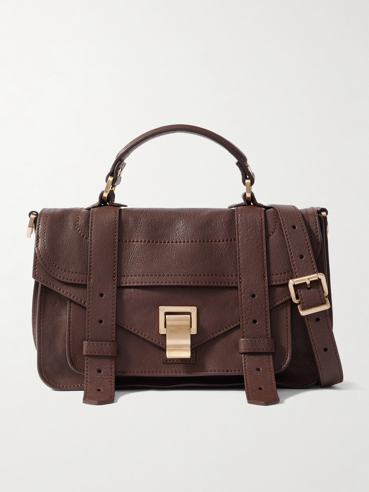 Proenza Schouler Ps1 Tiny Textured-leather Shoulder Bag In Brown
