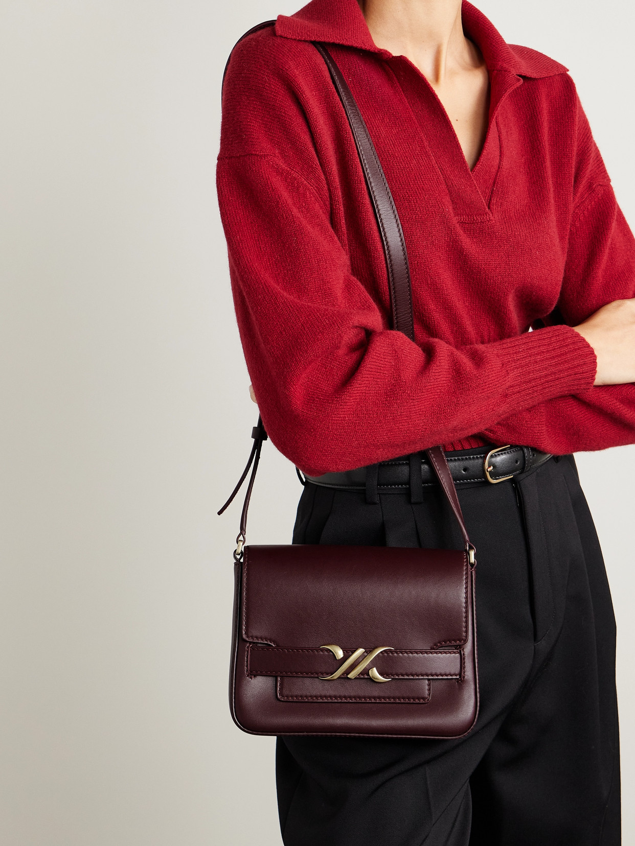 Proenza Schouler Box Leather Shoulder Bag In Burgundy