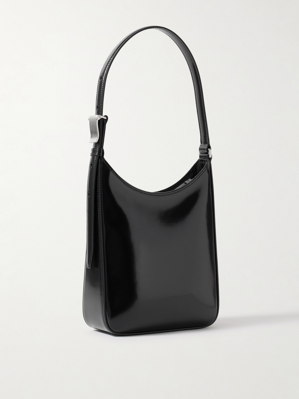 Proenza Schouler Slope Glossed-leather Shoulder Bag In Black