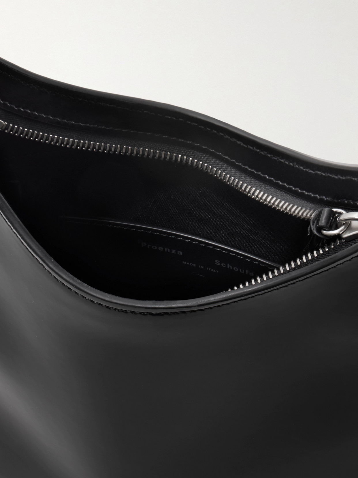 Proenza Schouler Slope Glossed-leather Shoulder Bag In Black