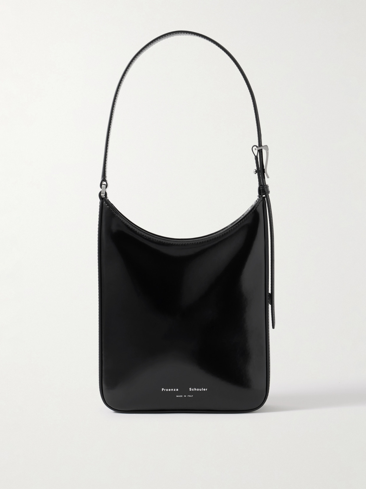Proenza Schouler Slope Glossed-leather Shoulder Bag In Black
