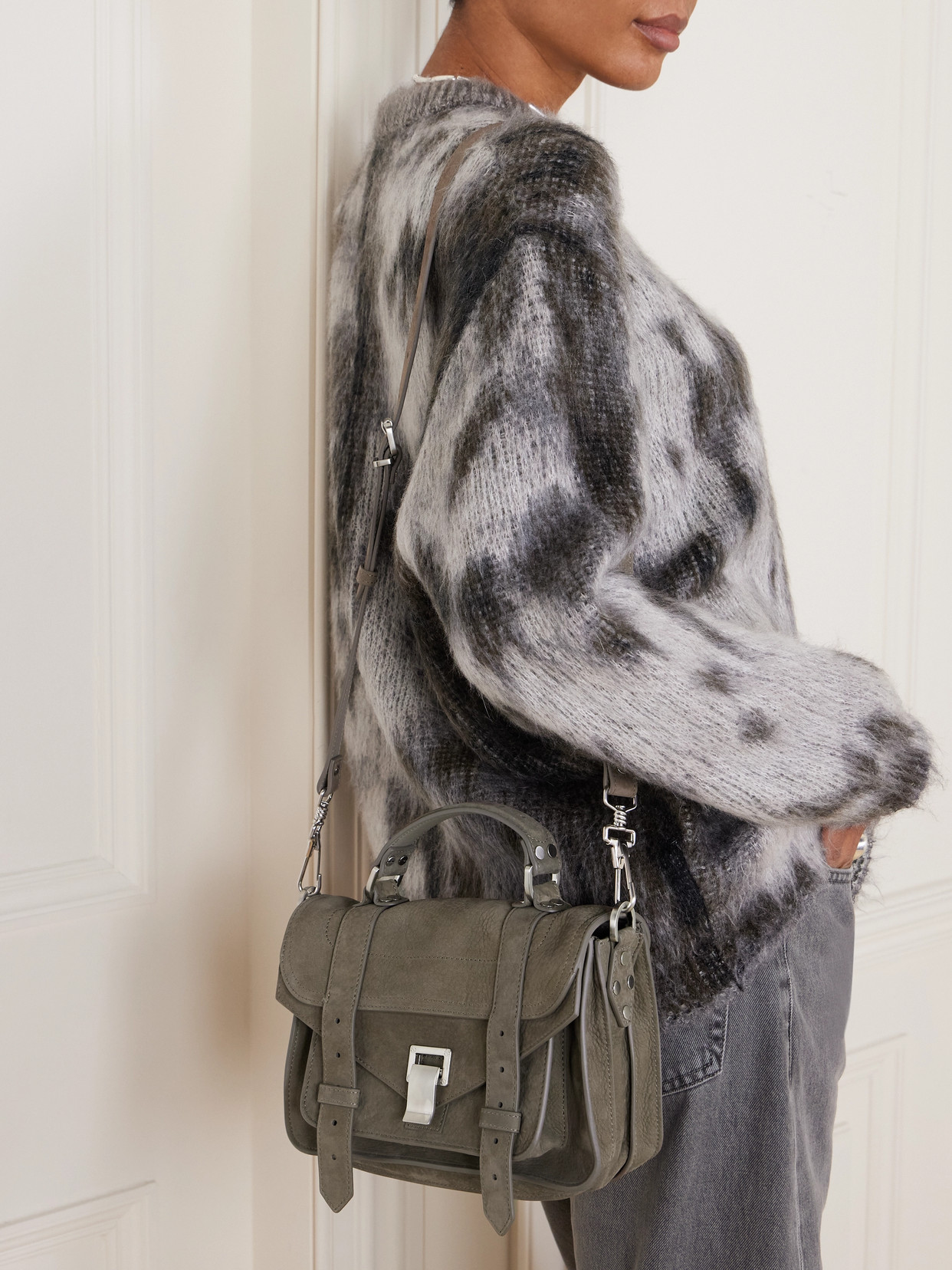 Proenza Schouler Ps1 Tiny Nubuck Shoulder Bag In Green