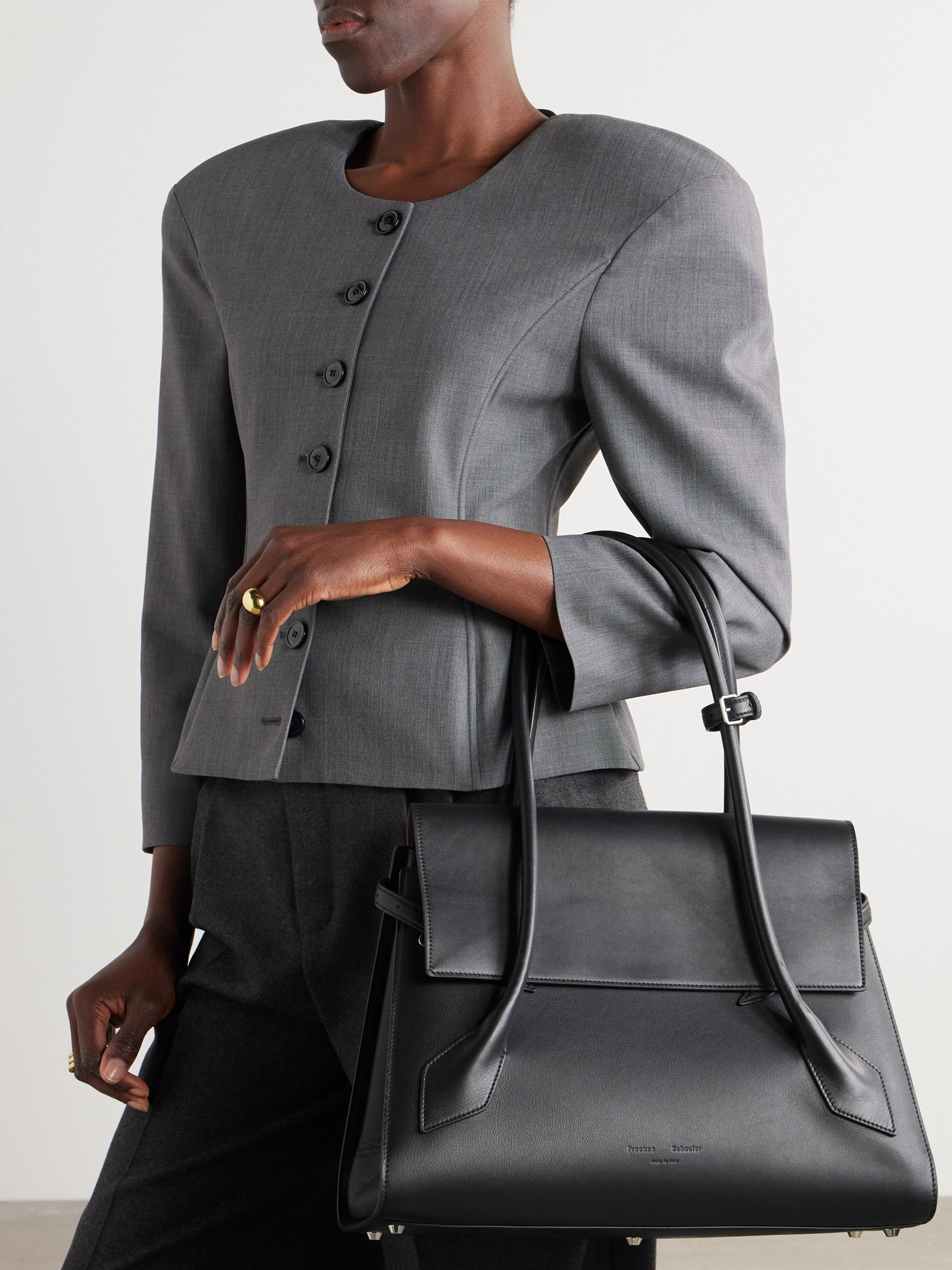 Proenza Schouler Tate Leather Shoulder Bag In Black