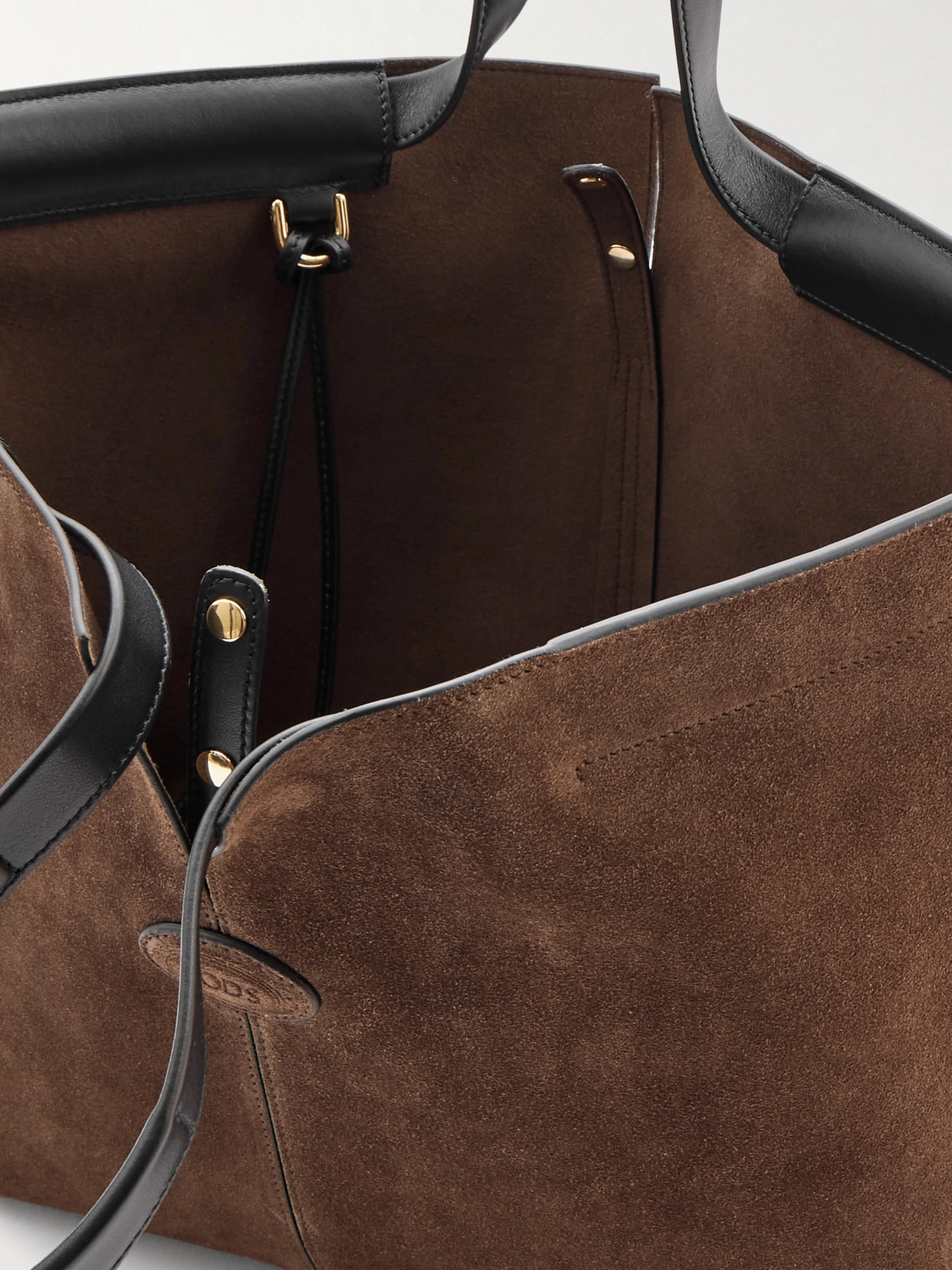 Shopping Medium Leather-Trimmed Suede Tote