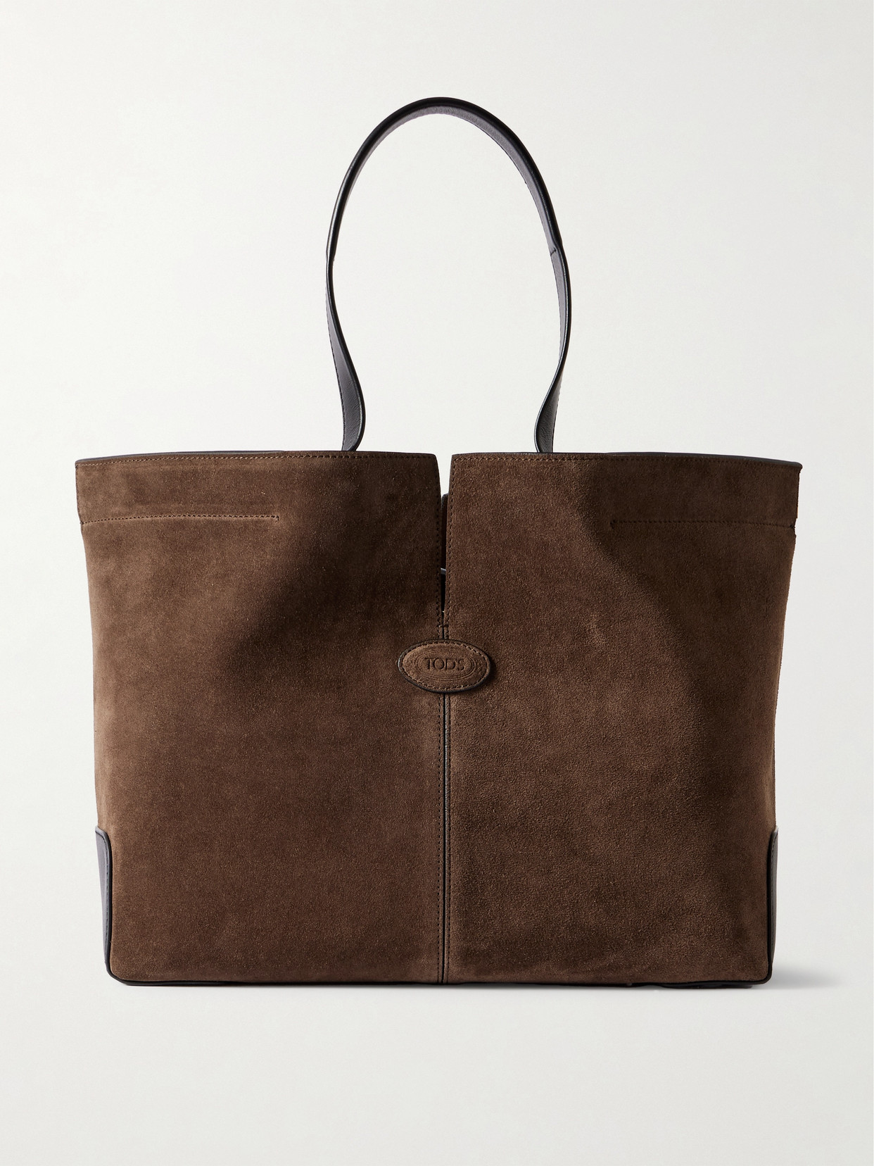 Tod's Shopping Medium Leather-trimmed Suede Tote In Brown