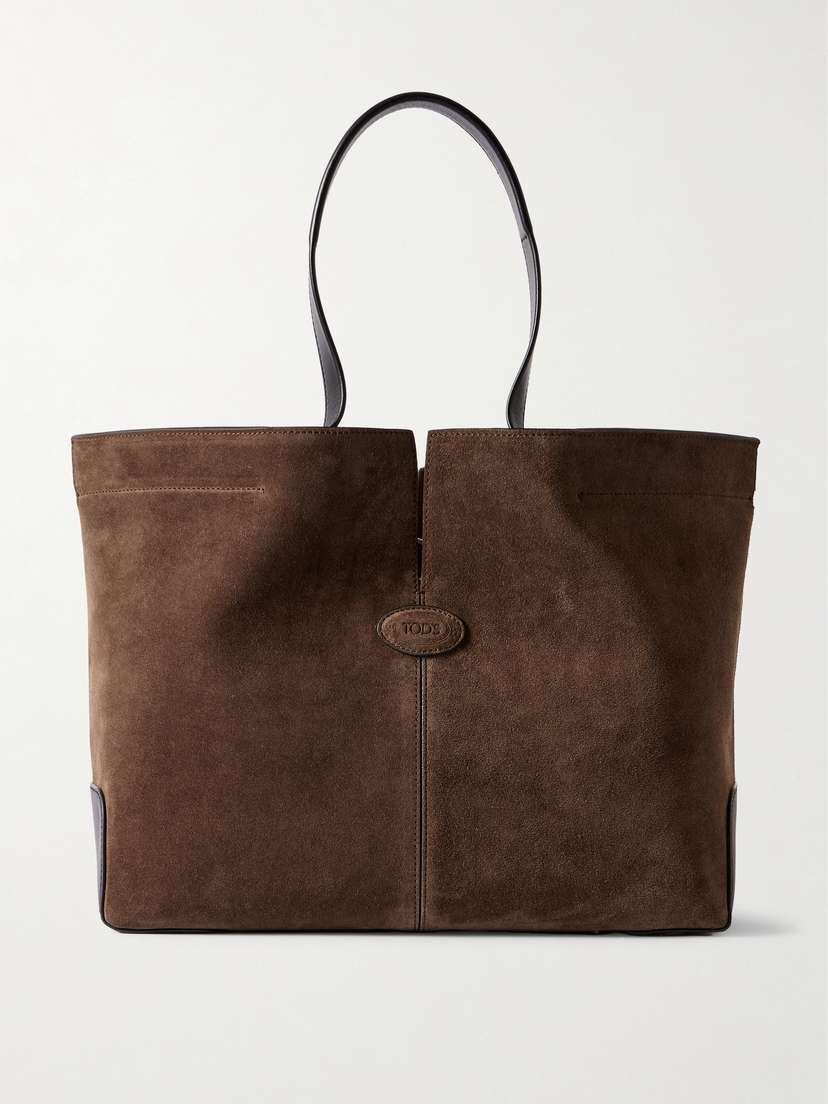 Tod's Shopping Medium Leather-trimmed Suede Tote