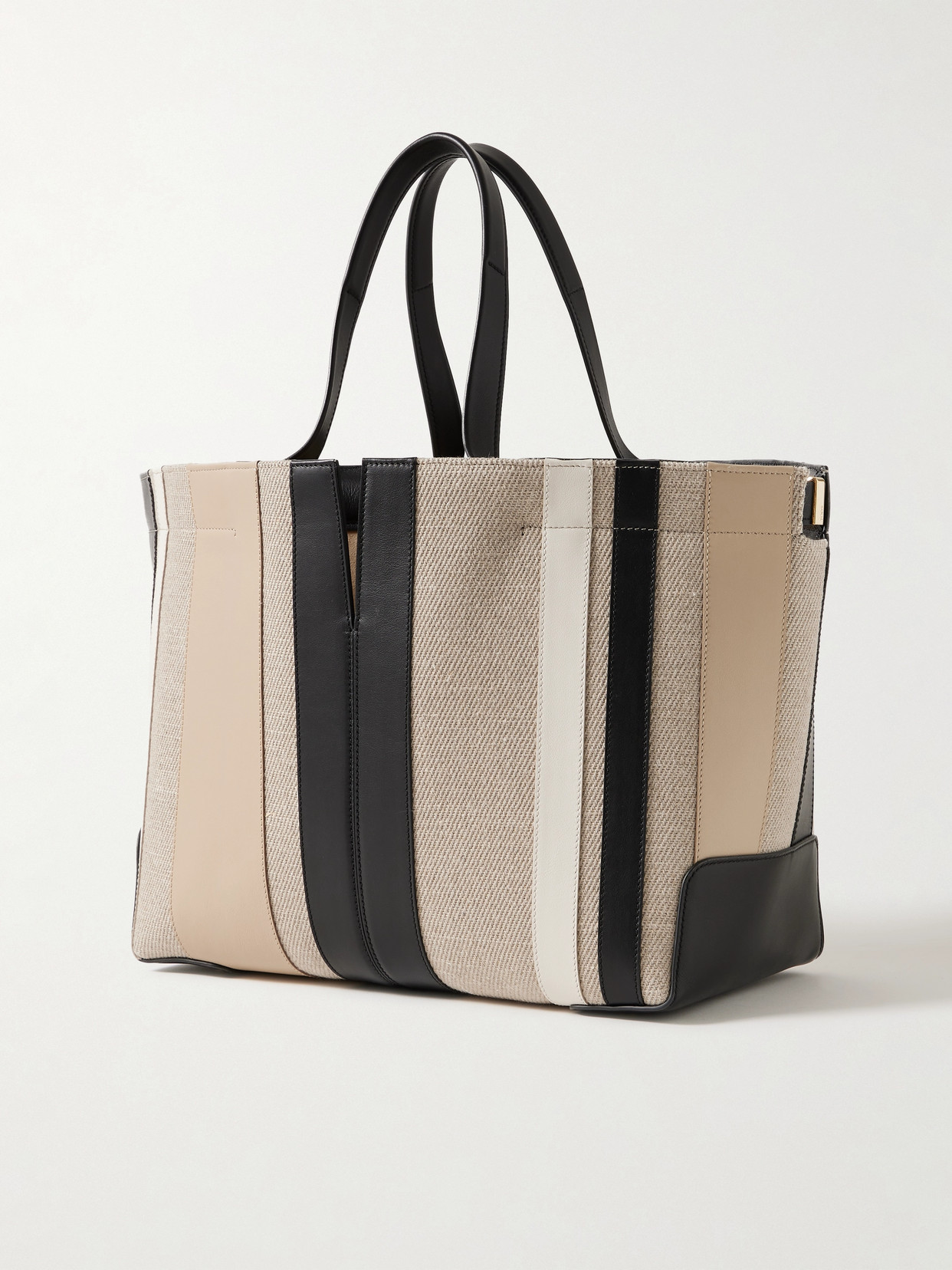 Tod's Di Bag Folio Medium Paneled Leather And Canvas Tote In Brown