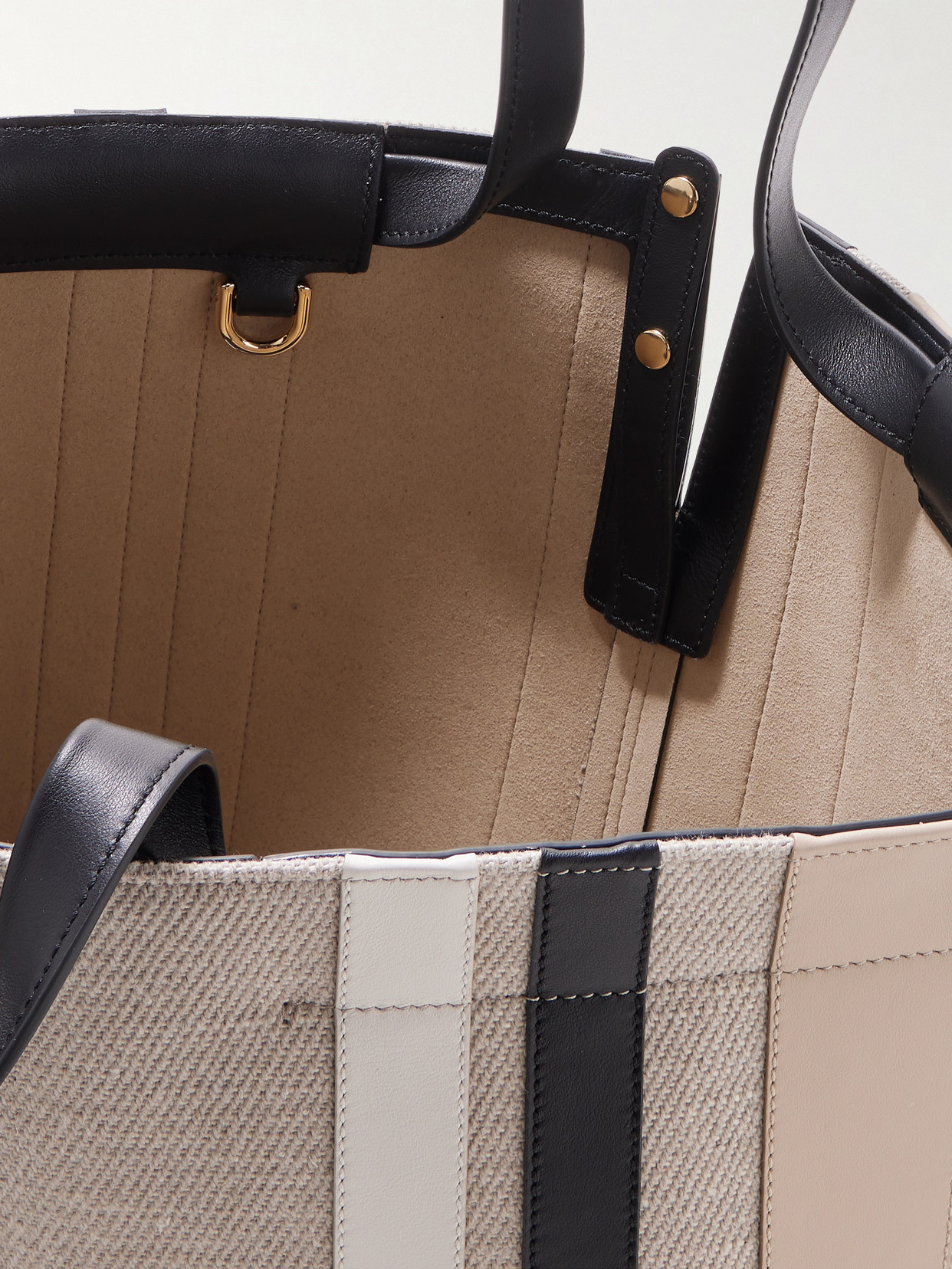 Tod's Di Bag Folio Medium Paneled Leather And Canvas Tote In Brown