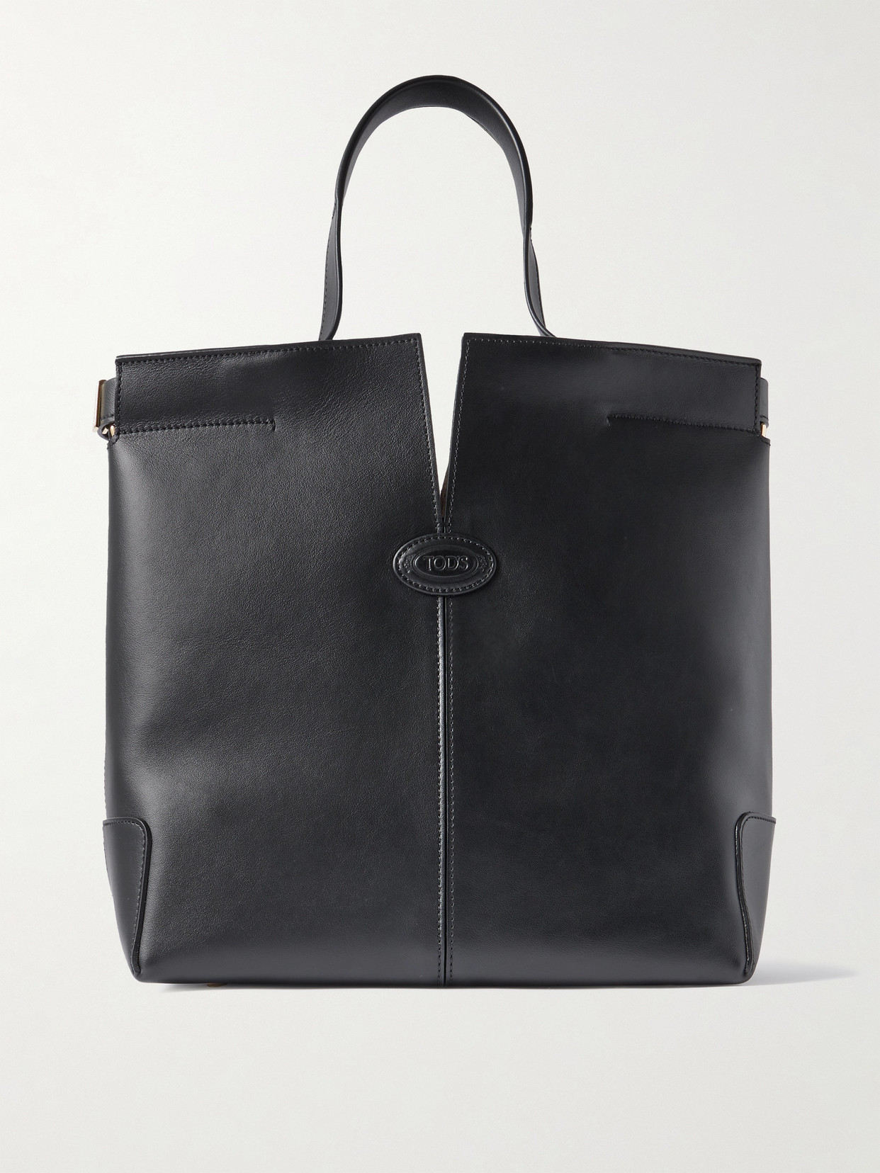 Tod's Di Bag Folio Small Embossed Leather Tote In Black