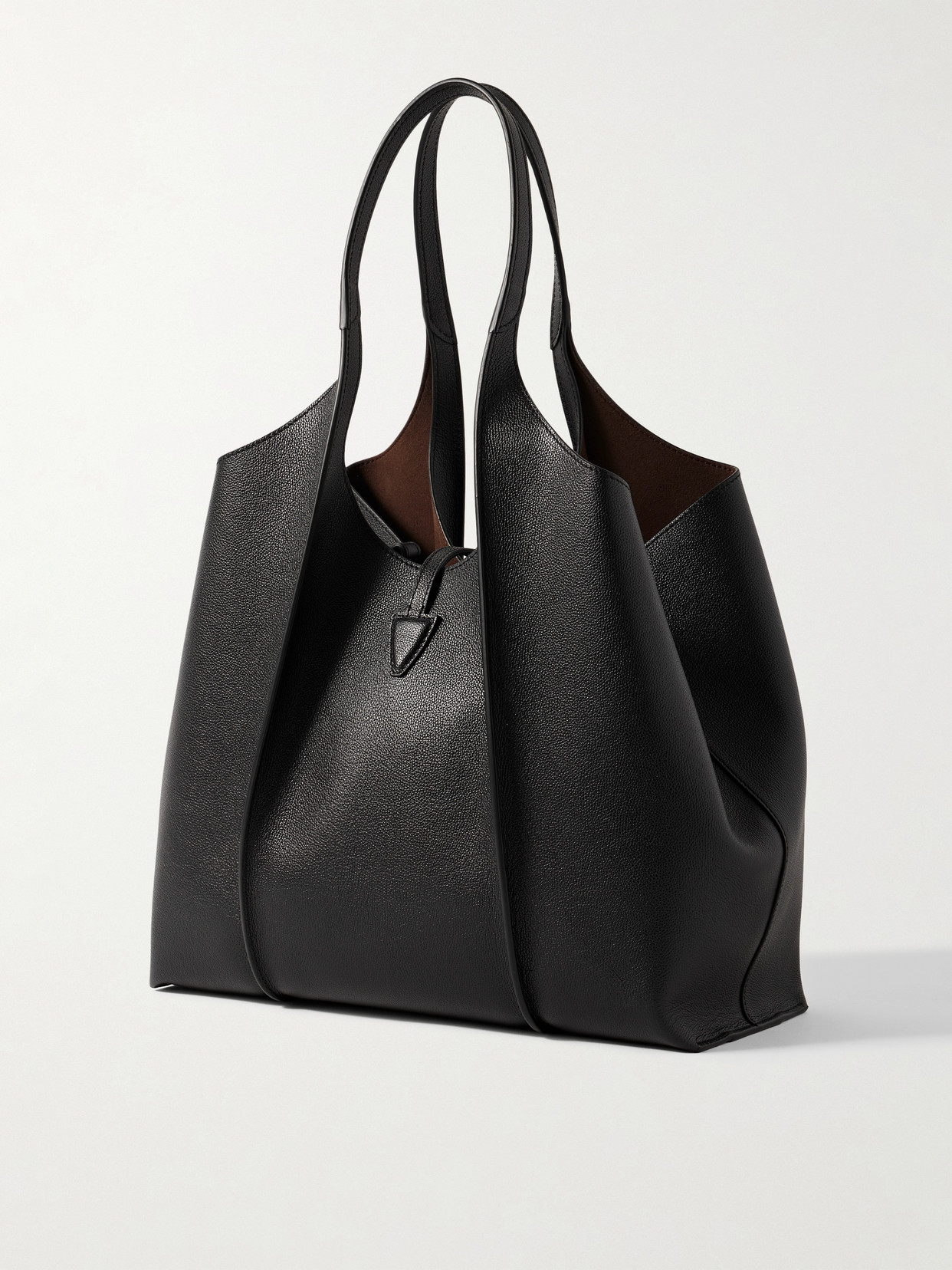 Shop Tod's Large Textured-leather Shoulder Bag In Black
