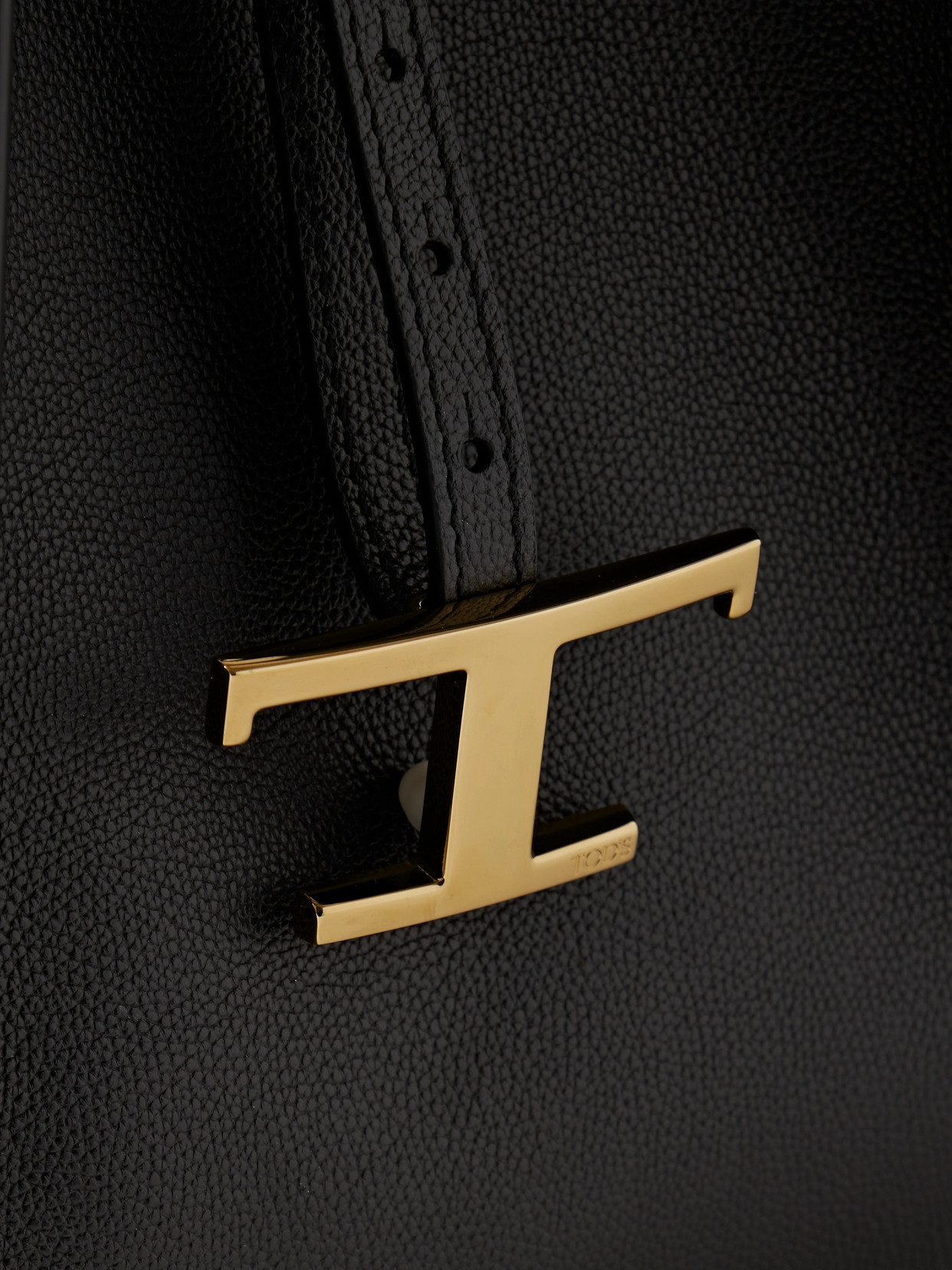 Shop Tod's Large Textured-leather Shoulder Bag In Black