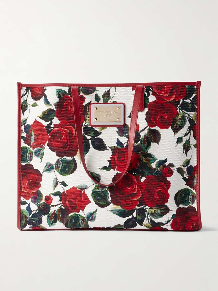 Dolce & Gabbana Large Floral-print Leather-trimmed Canvas Tote