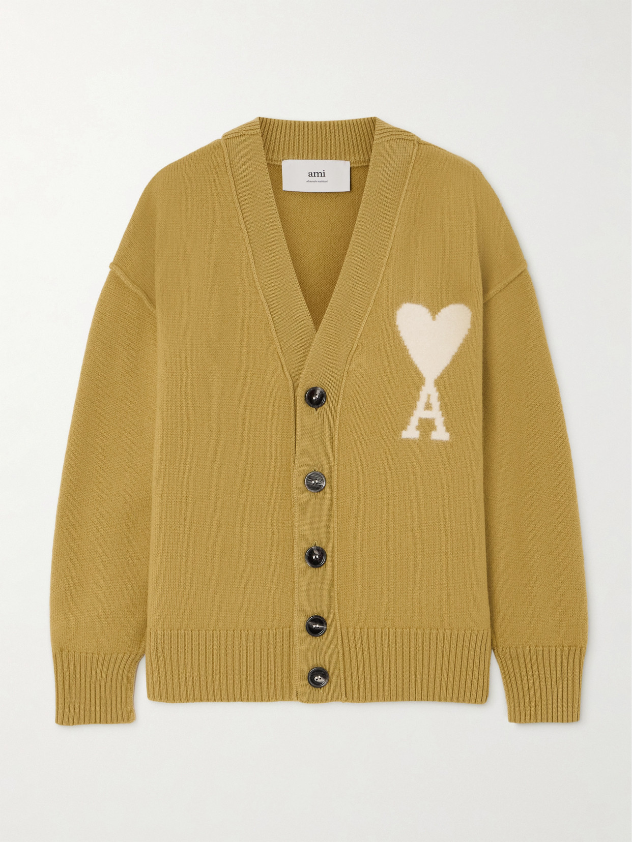 Ami Alexandre Mattiussi Ami Paris 'ami De Coeur' Cardigan In Yellow