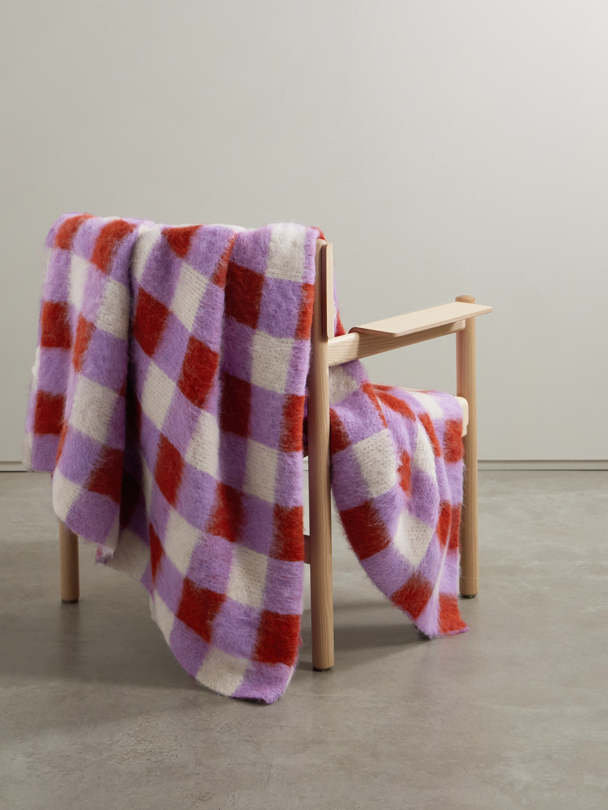The Elder Statesman - Thistle Gingham Alpaca-blend Blanket - Purple