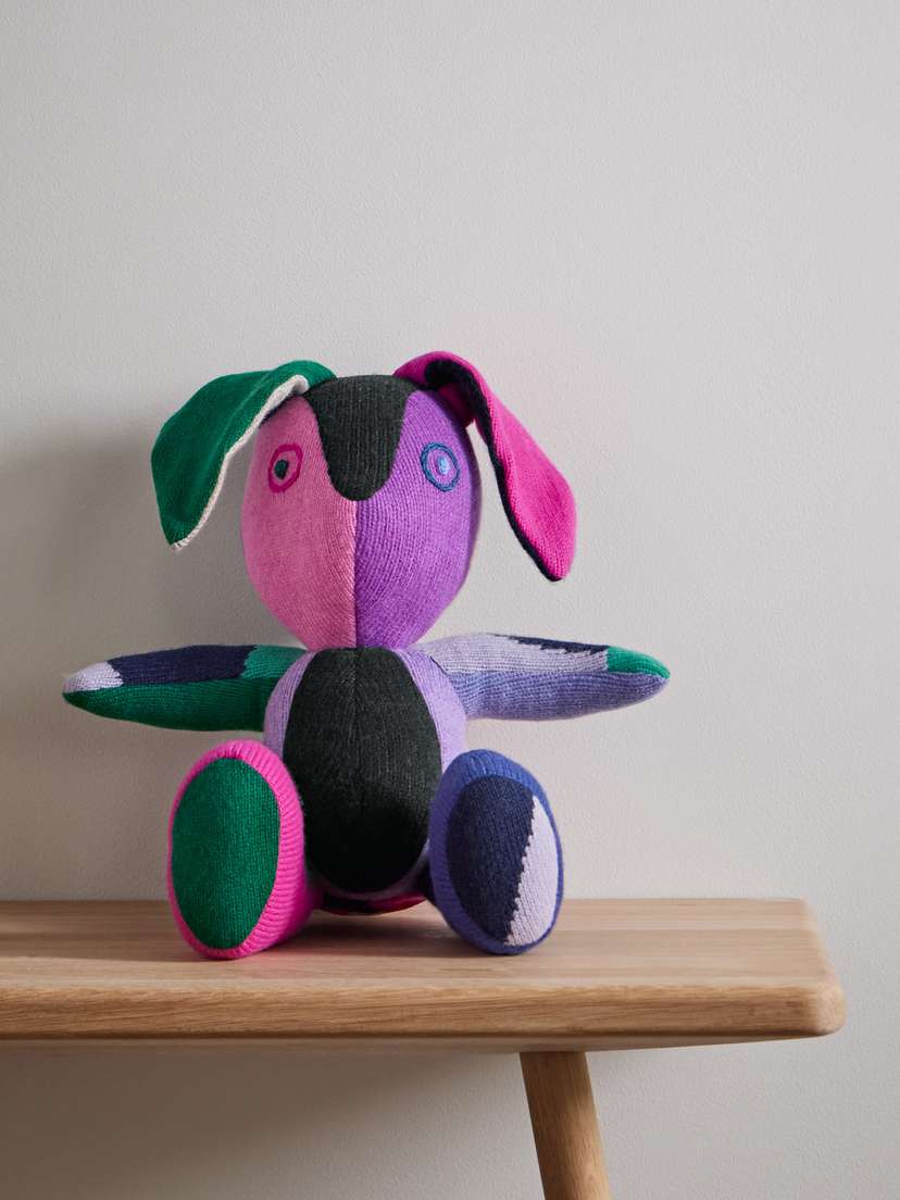 The Elder Statesman Small Rabbit Patchwork Cashmere Stuffed Animal