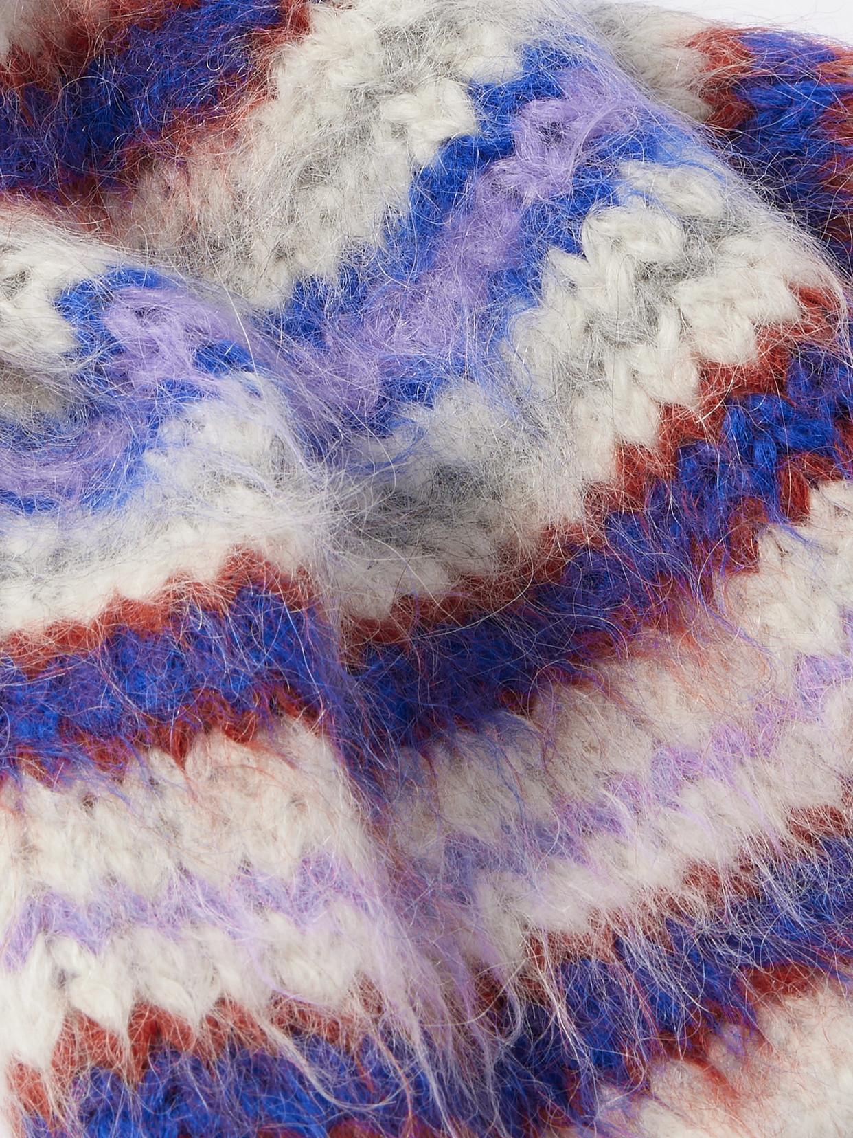 The Elder Statesman Thistle Pompom-embellished Striped Brushed Alpaca-blend Beanie In Purple