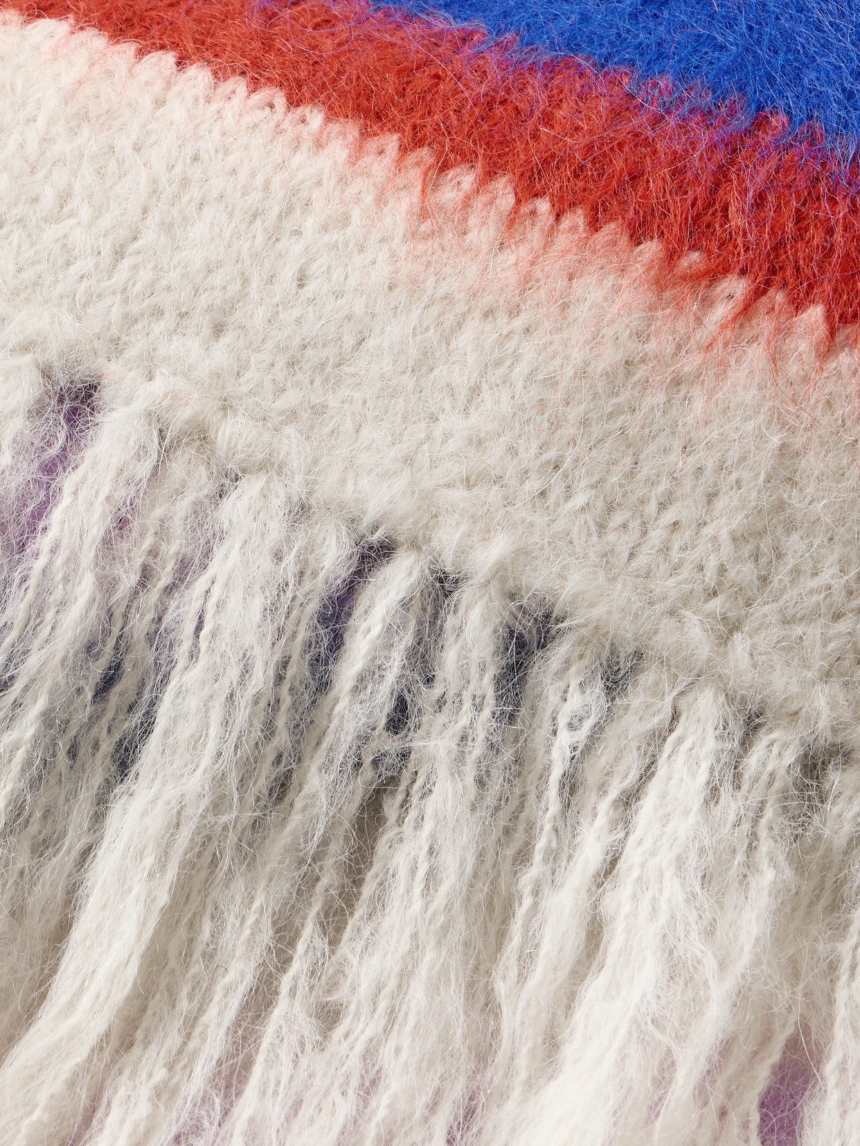 The Elder Statesman Thistle Striped Fur Scarf In Purple