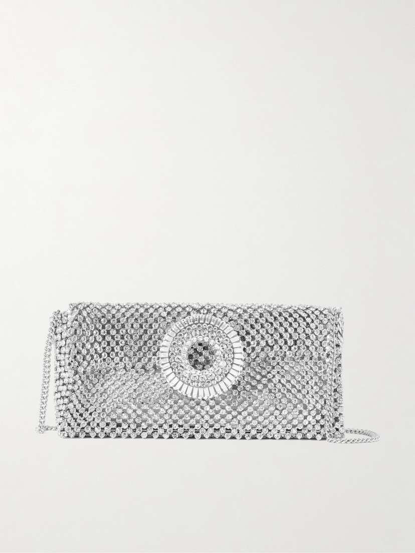 Aquazzura Hoop Crystal-embellished Chainmail Shoulder Bag