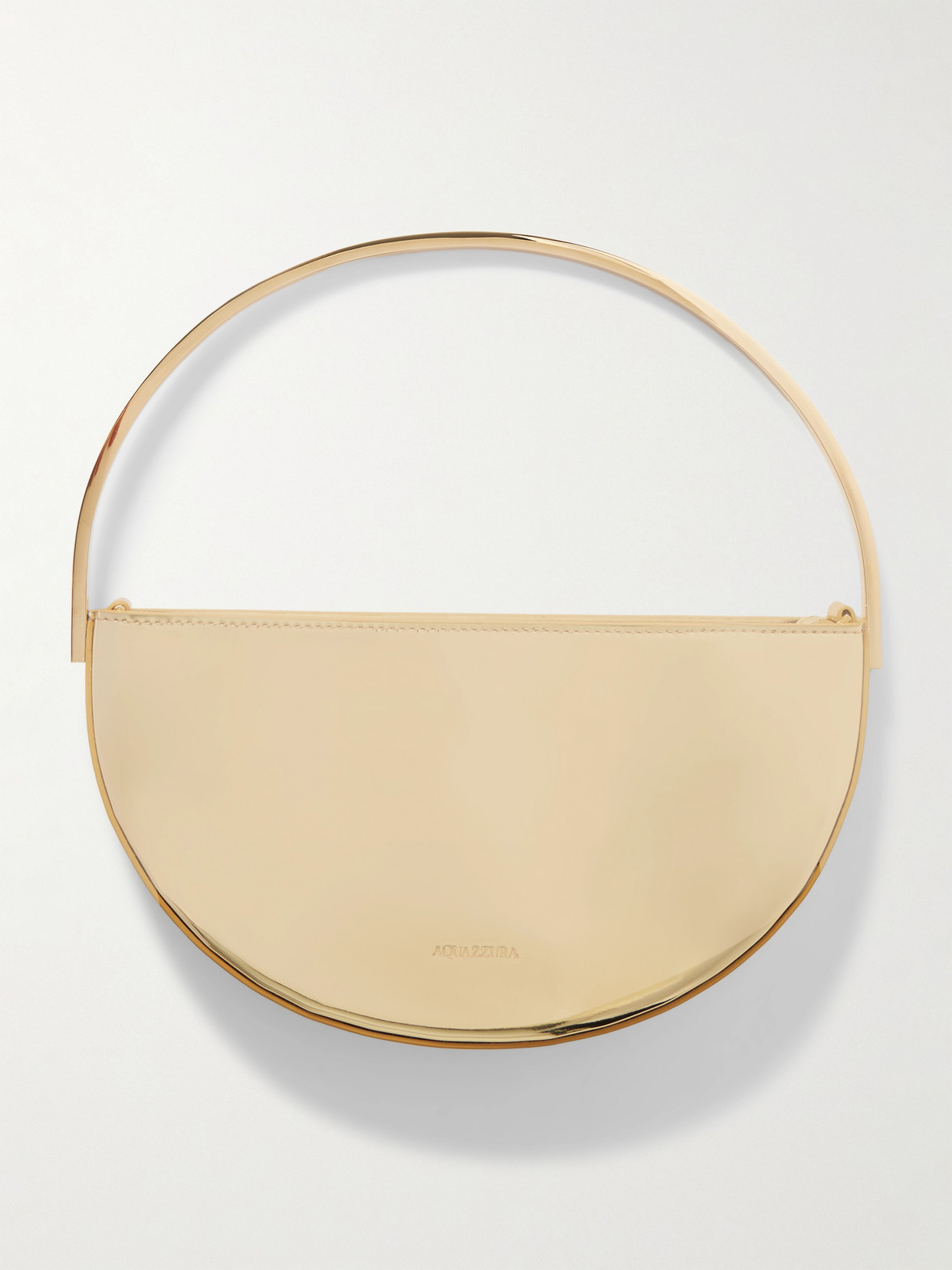 Shop Aquazzura Purist Mini Metallic-leather Tote In Gold