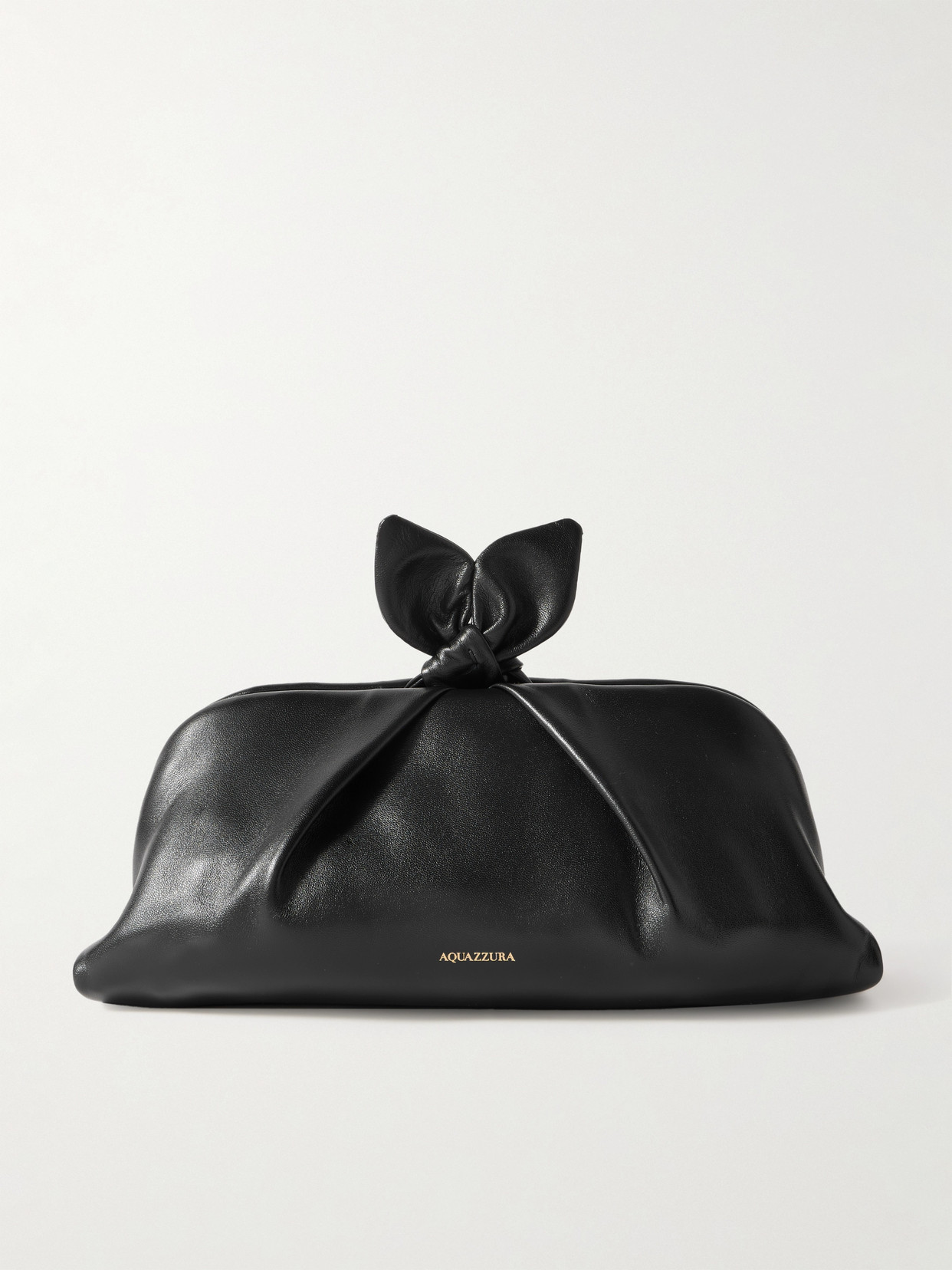 Aquazzura - Bow-detailed Leather Clutch - Black