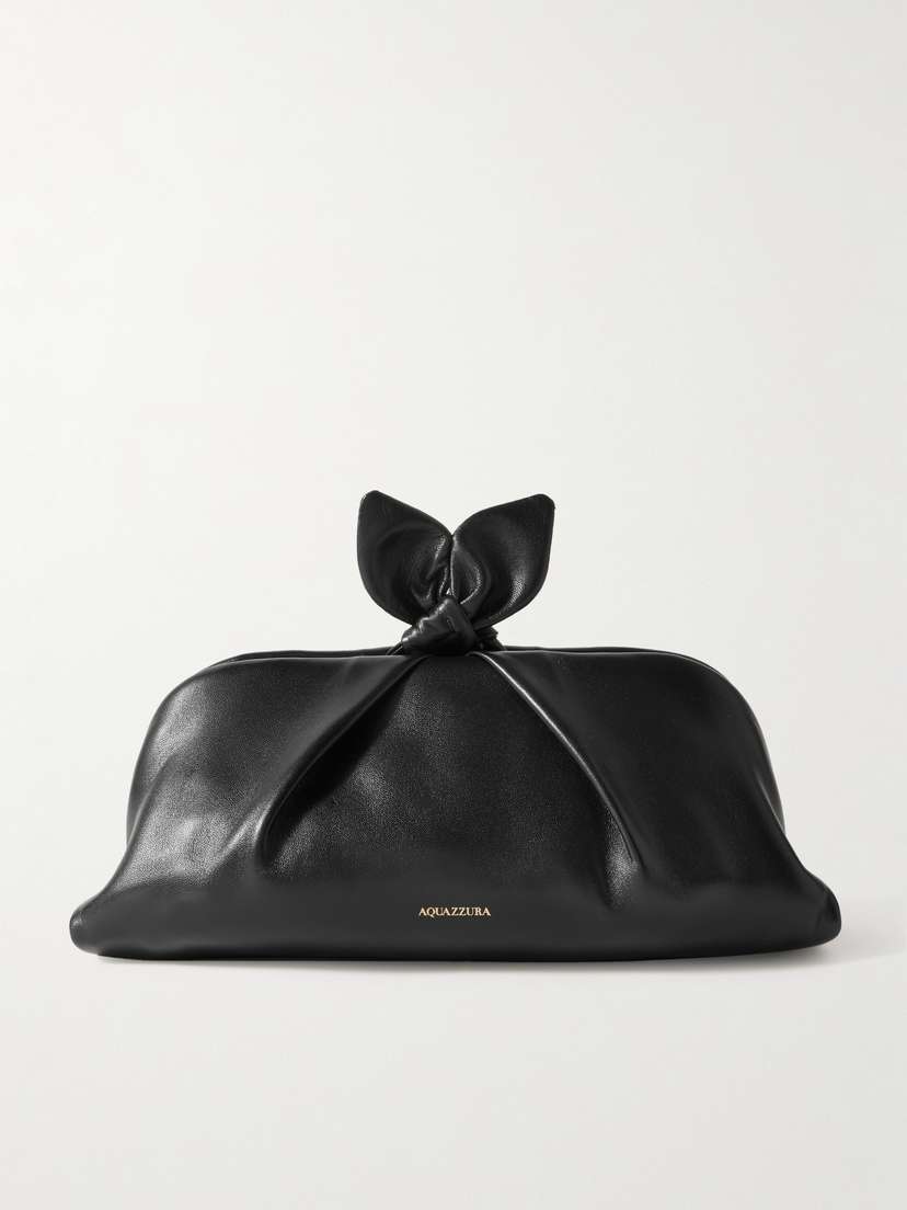 Aquazzura Bow-detailed Leather Clutch