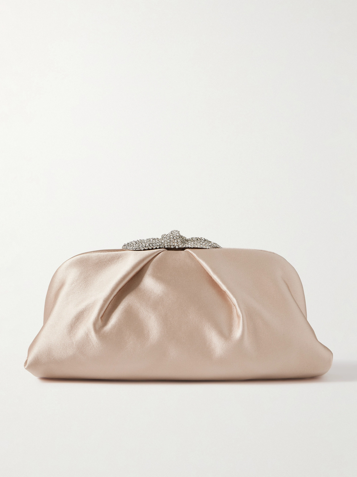 Aquazzura - Very Bow Tie Crystal-embellished Satin Clutch - Pink