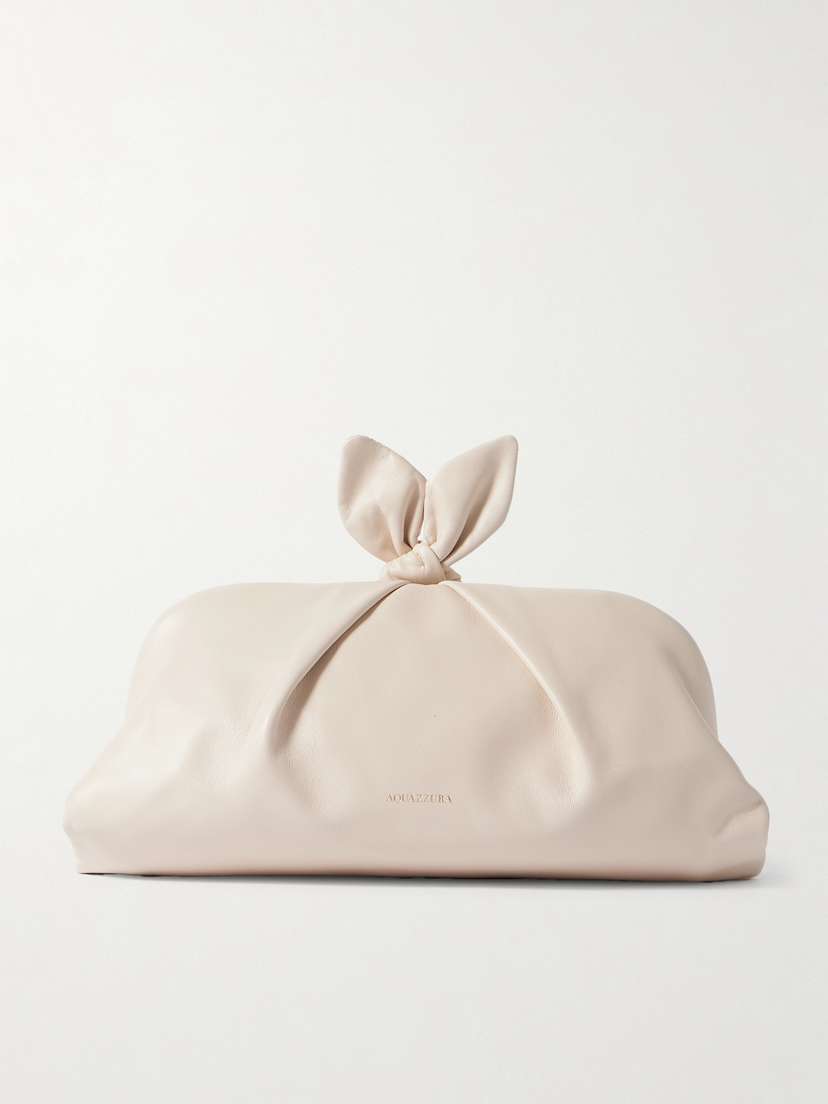 Aquazzura Bow-detailed Leather Clutch