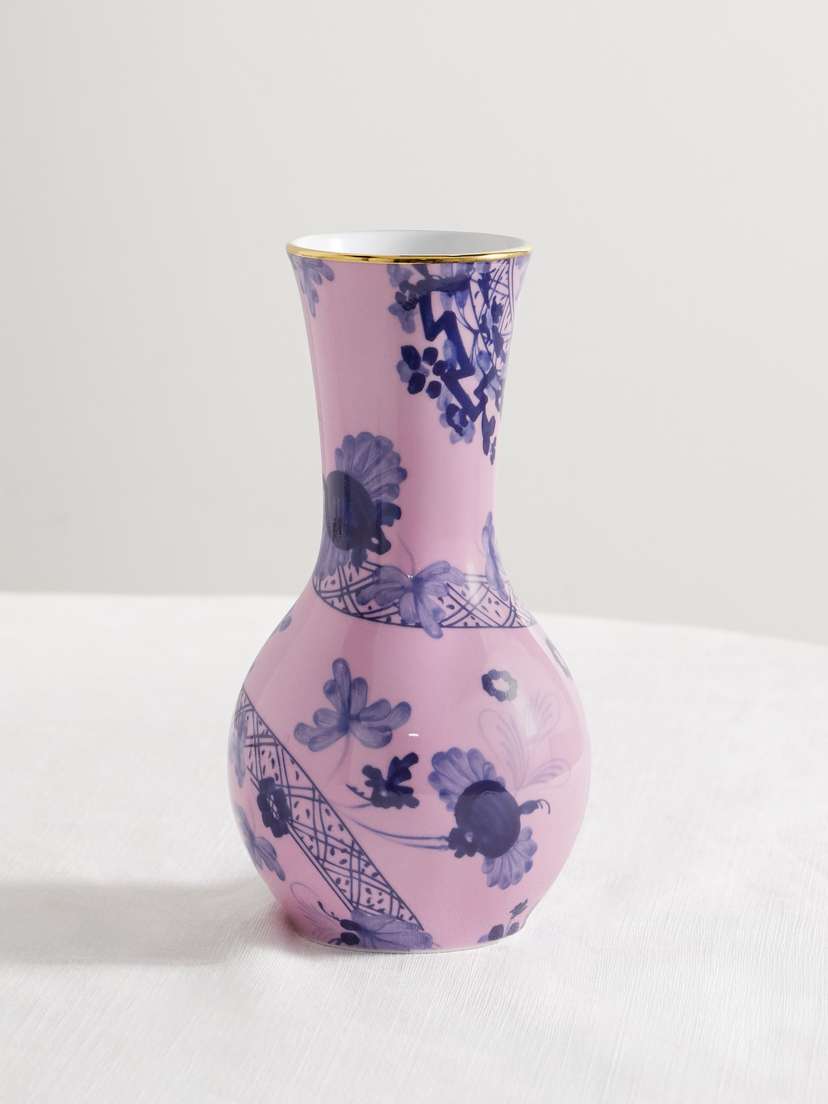 GINORI 1735 Tulipano Gold-plated Porcelain Vase