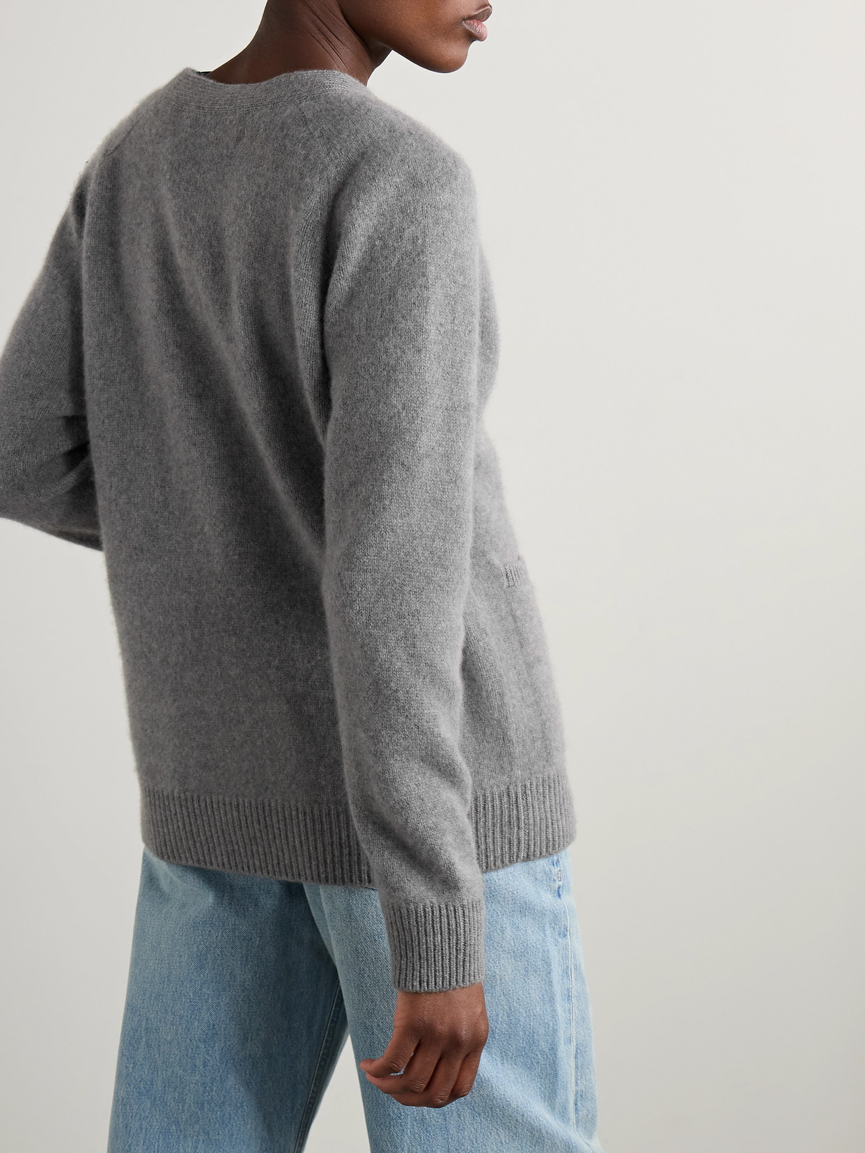 The Elder Statesman Cashmere Cardigan In Gray