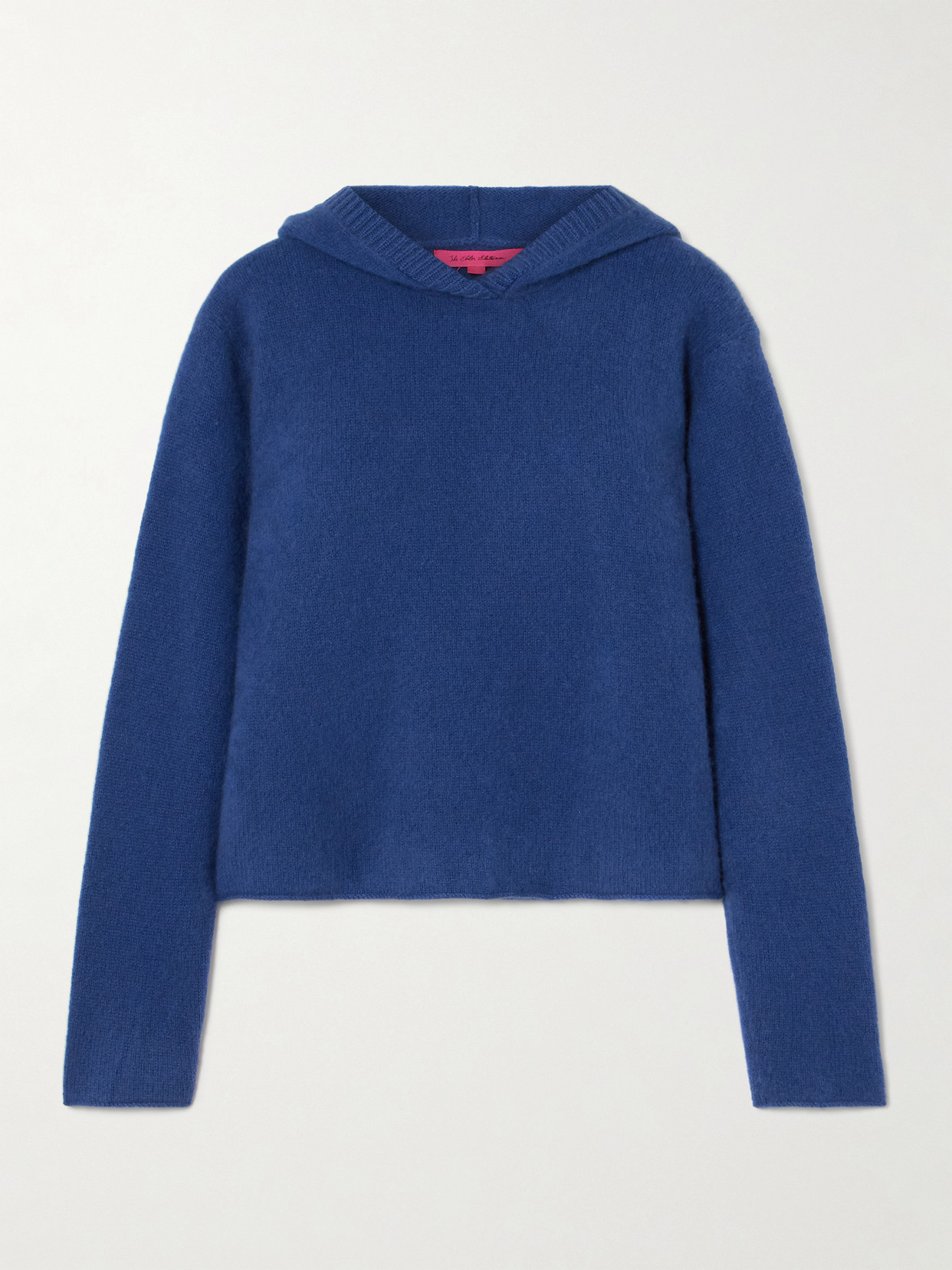 The Elder Statesman Cropped Cashmere Hoodie In Blue